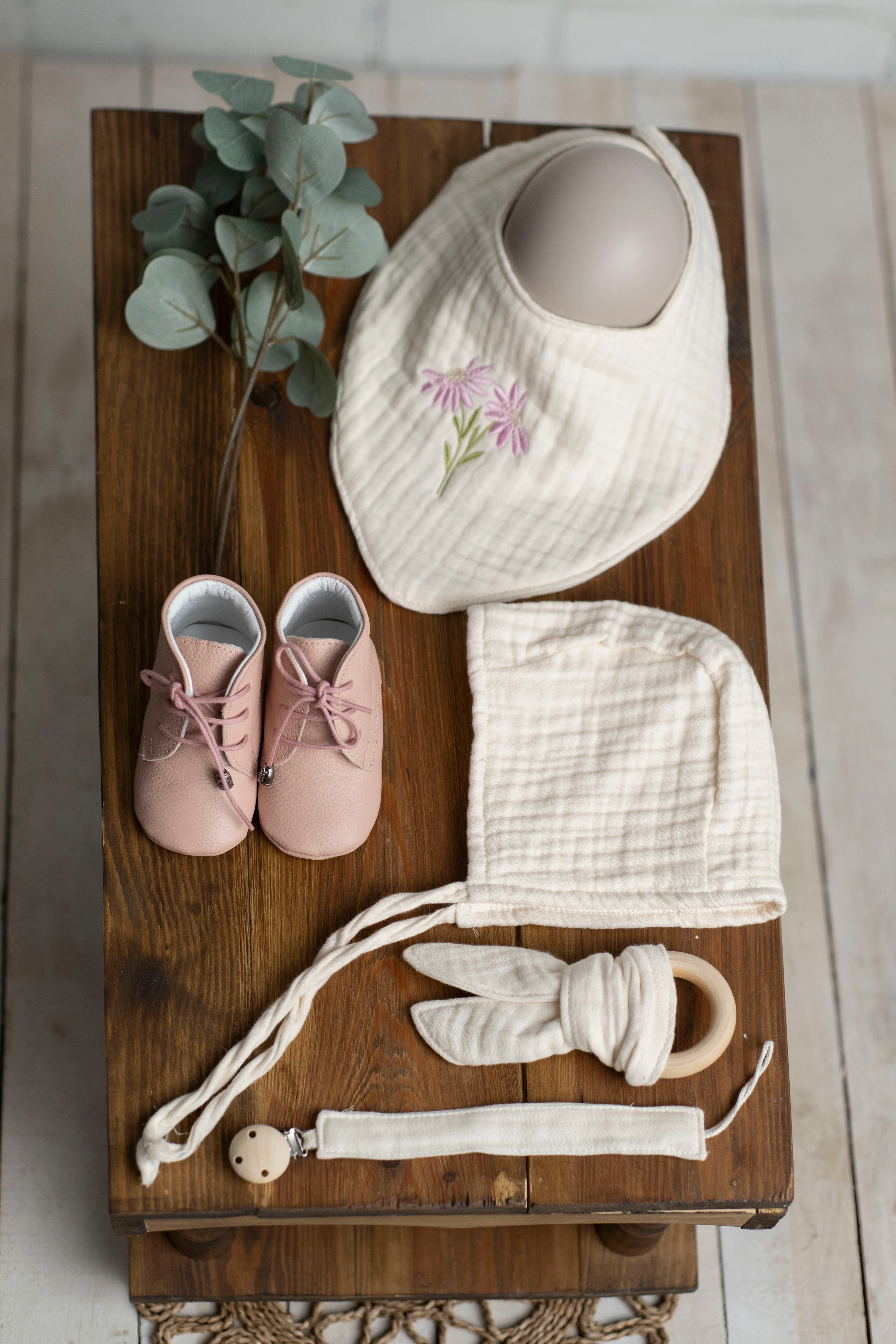 İlk Adım Seti - Krem Pembe Çiçekli