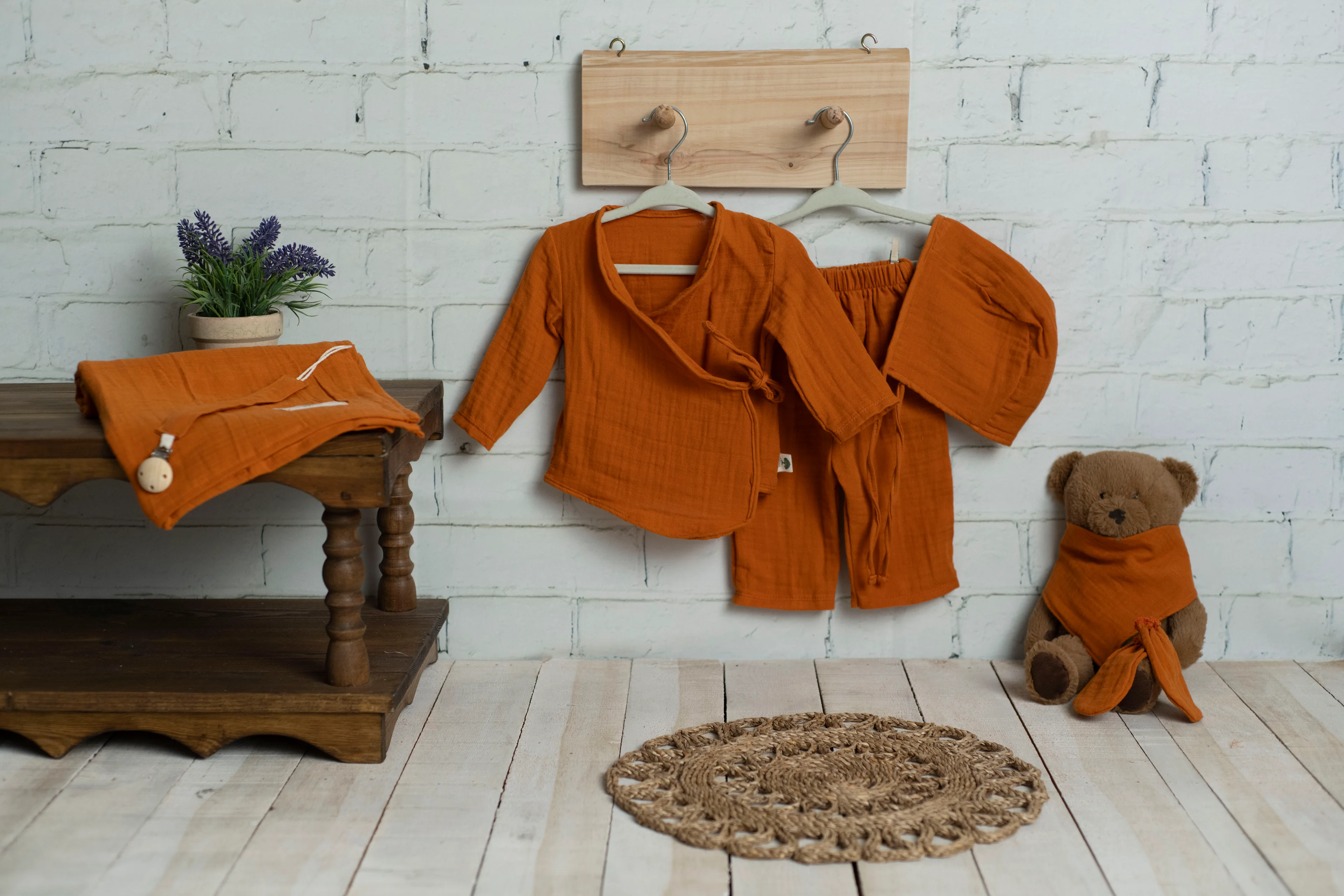 7 Parça 2 Kat Müslin Yenidoğan Kimono Seti