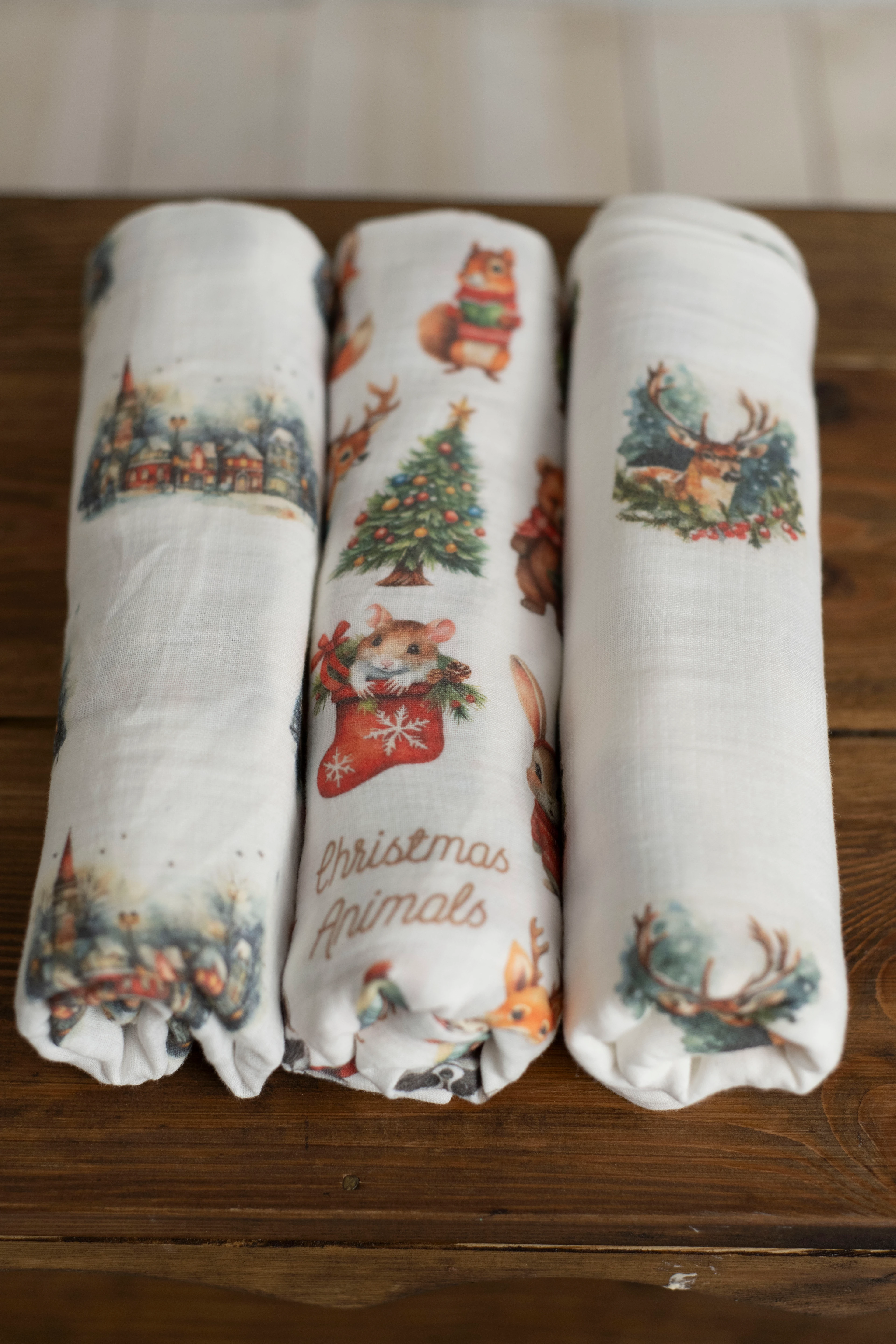 2 Kat Müslin Desenli Örtü - Yılbaşı