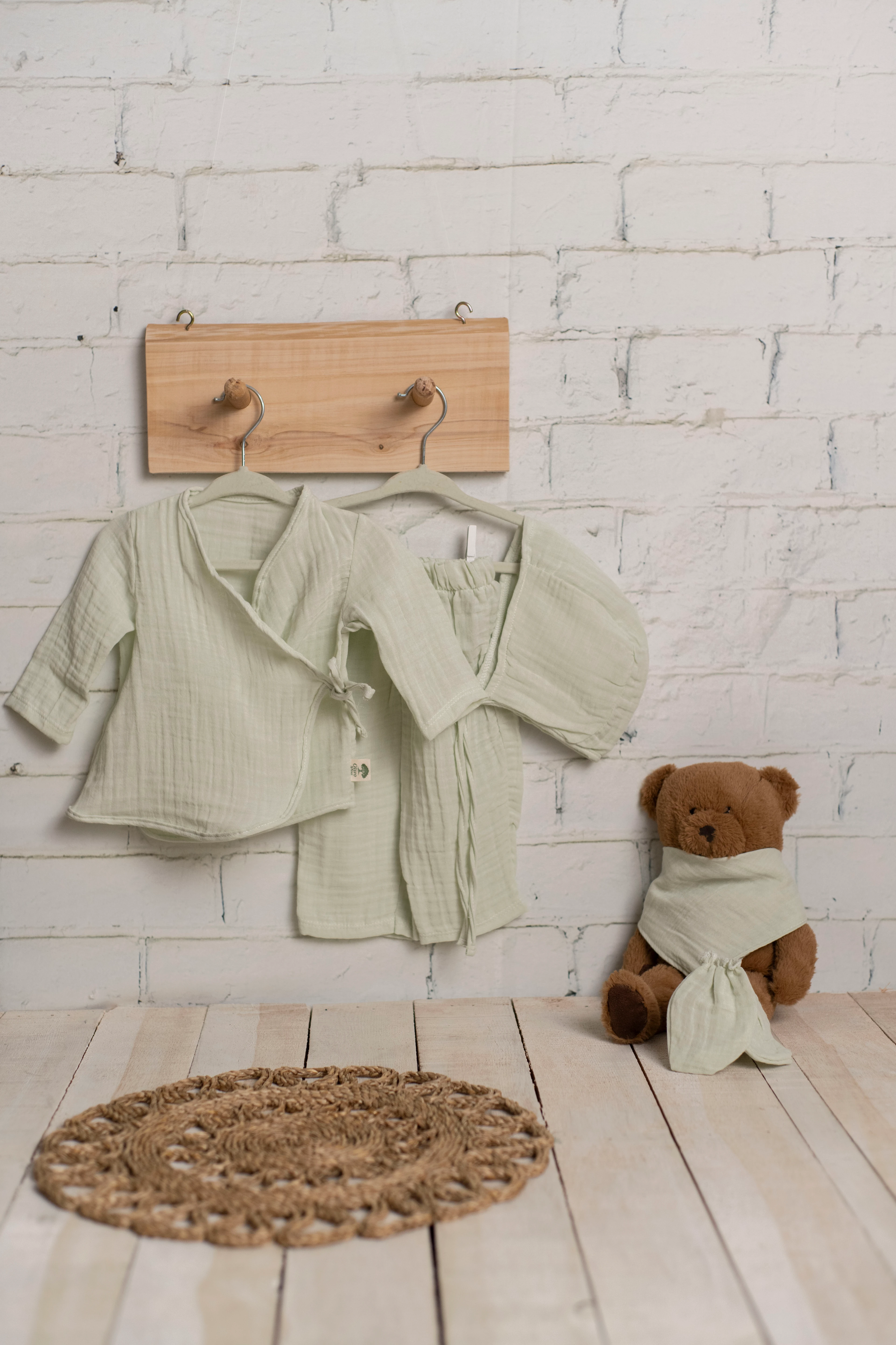 7 Parça 2 Kat Müslin Yenidoğan Kimono Seti - Mint