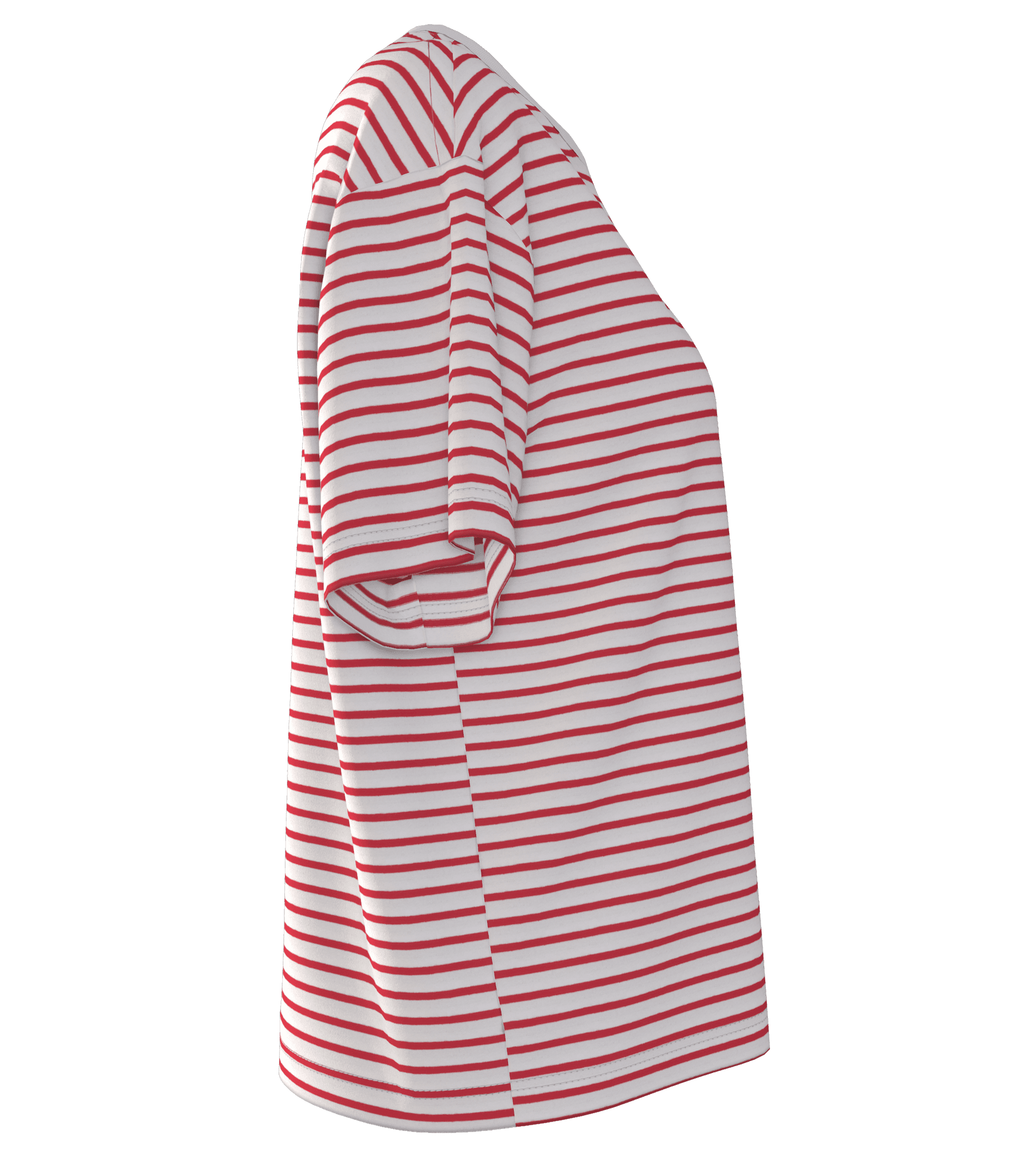 Oversize Kısa Kollu Çizgili T-Shirt