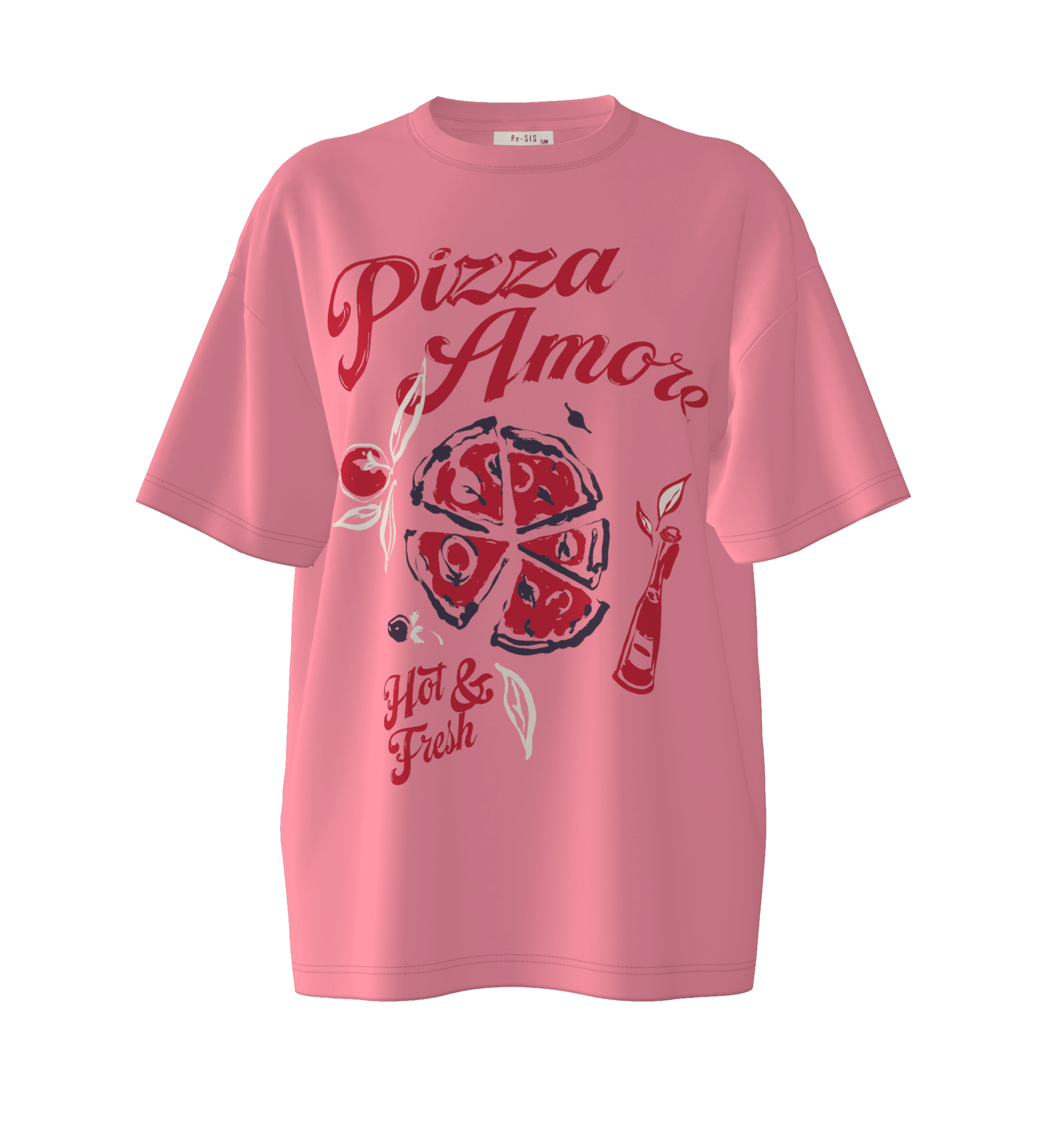 Pizza Amore Grafikli Oversize T-shirt