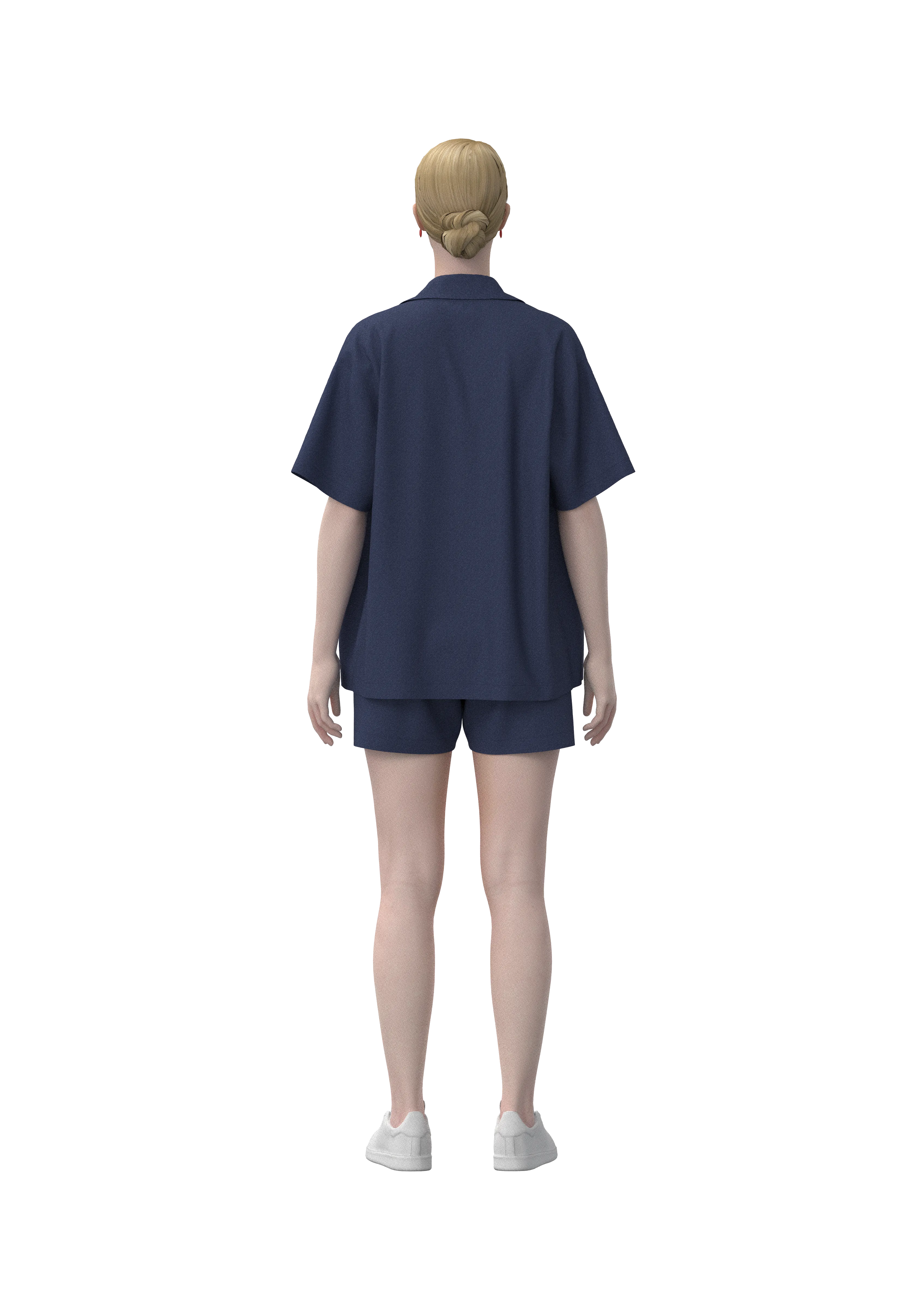 Relaxed Fit Dokuma İndigo Gömlek