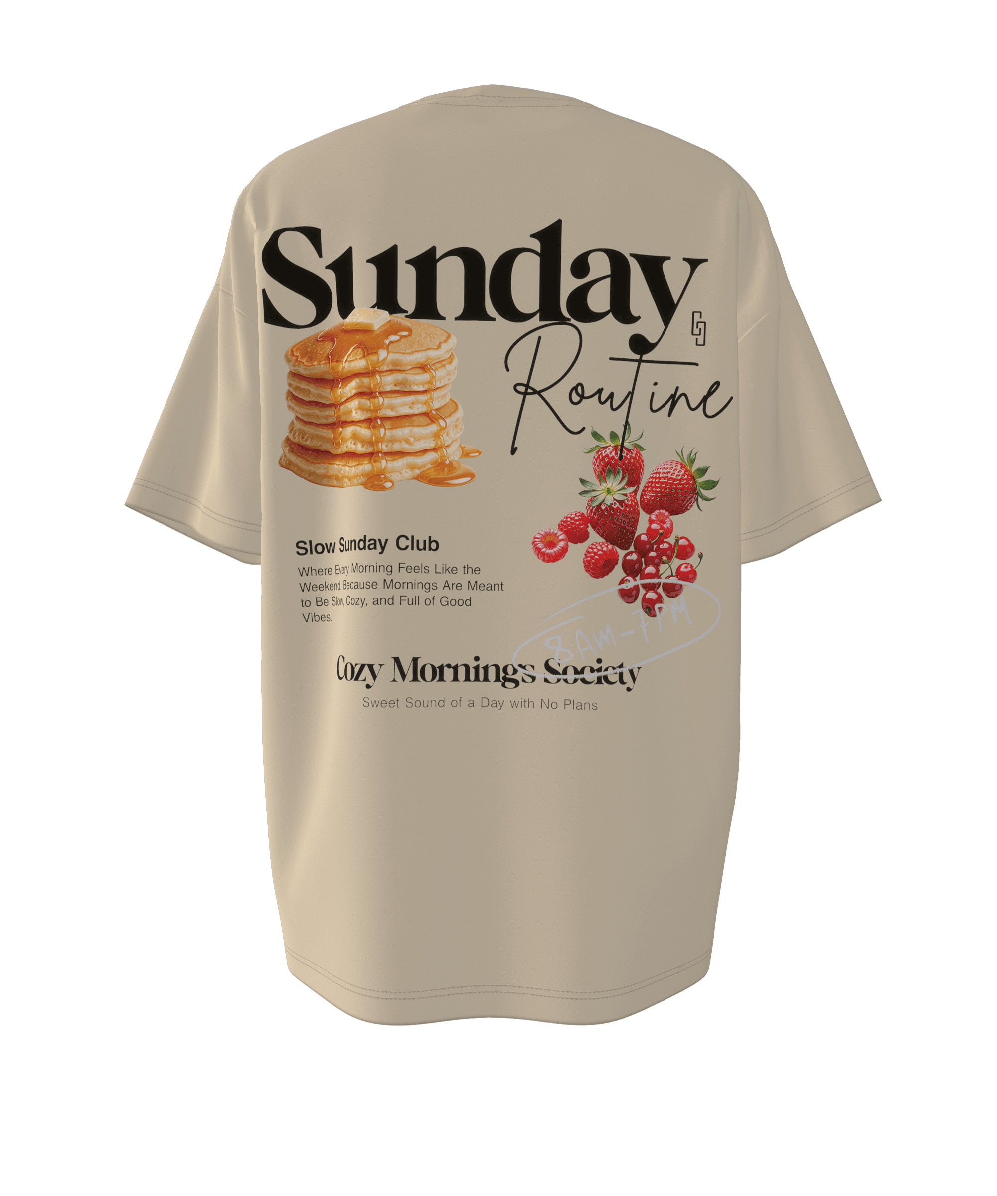 Sunday Routine Pankek Grafikli Oversize T-shirt