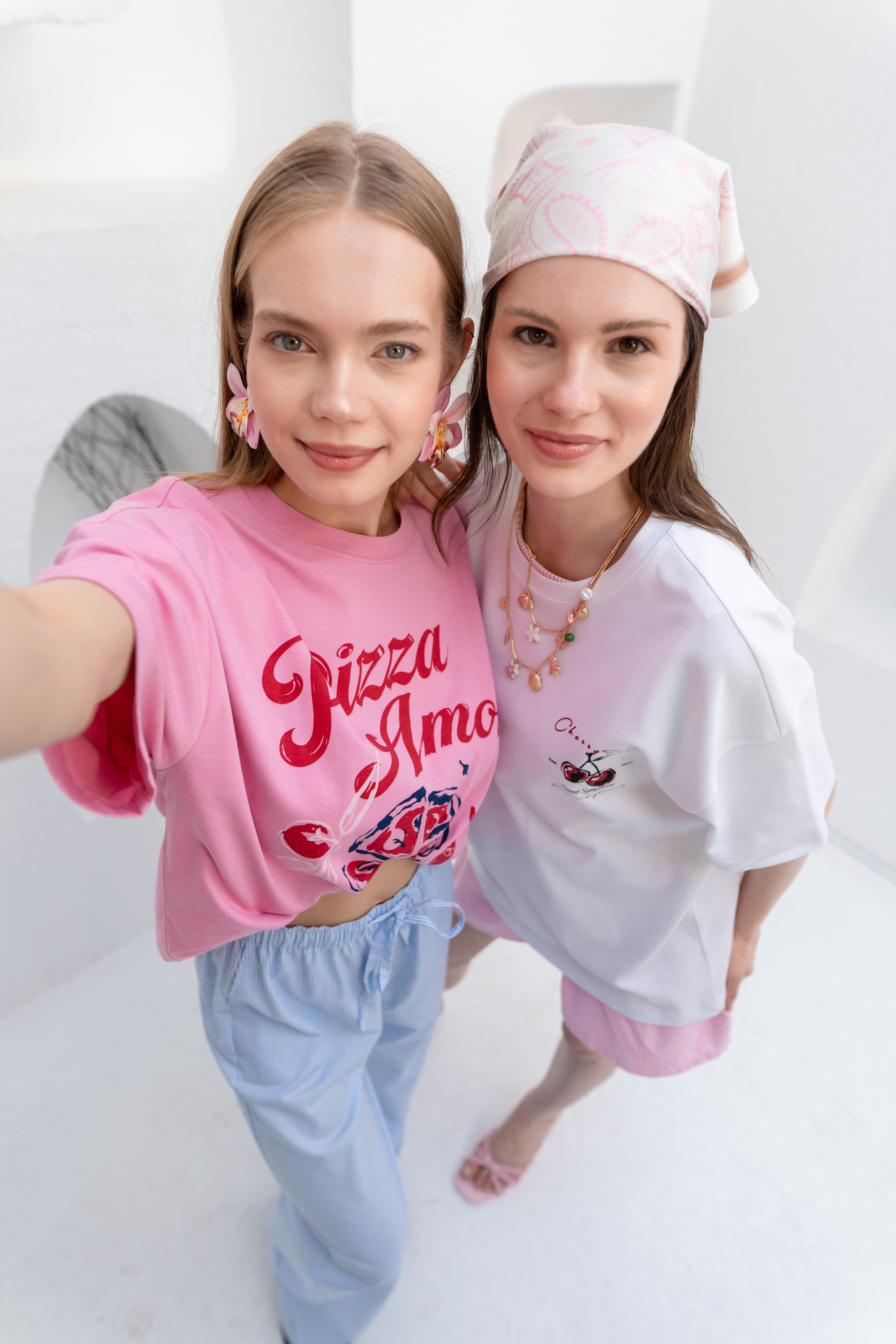 Pizza Amore Grafikli Oversize T-shirt