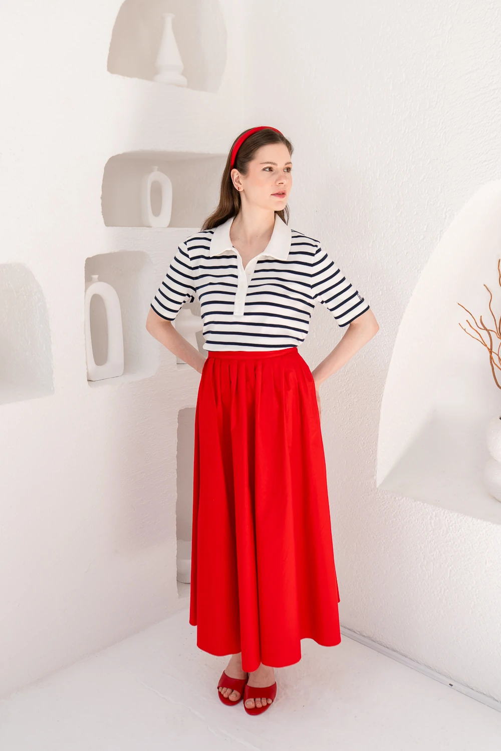 Polo Yaka Çizgili T-shirt