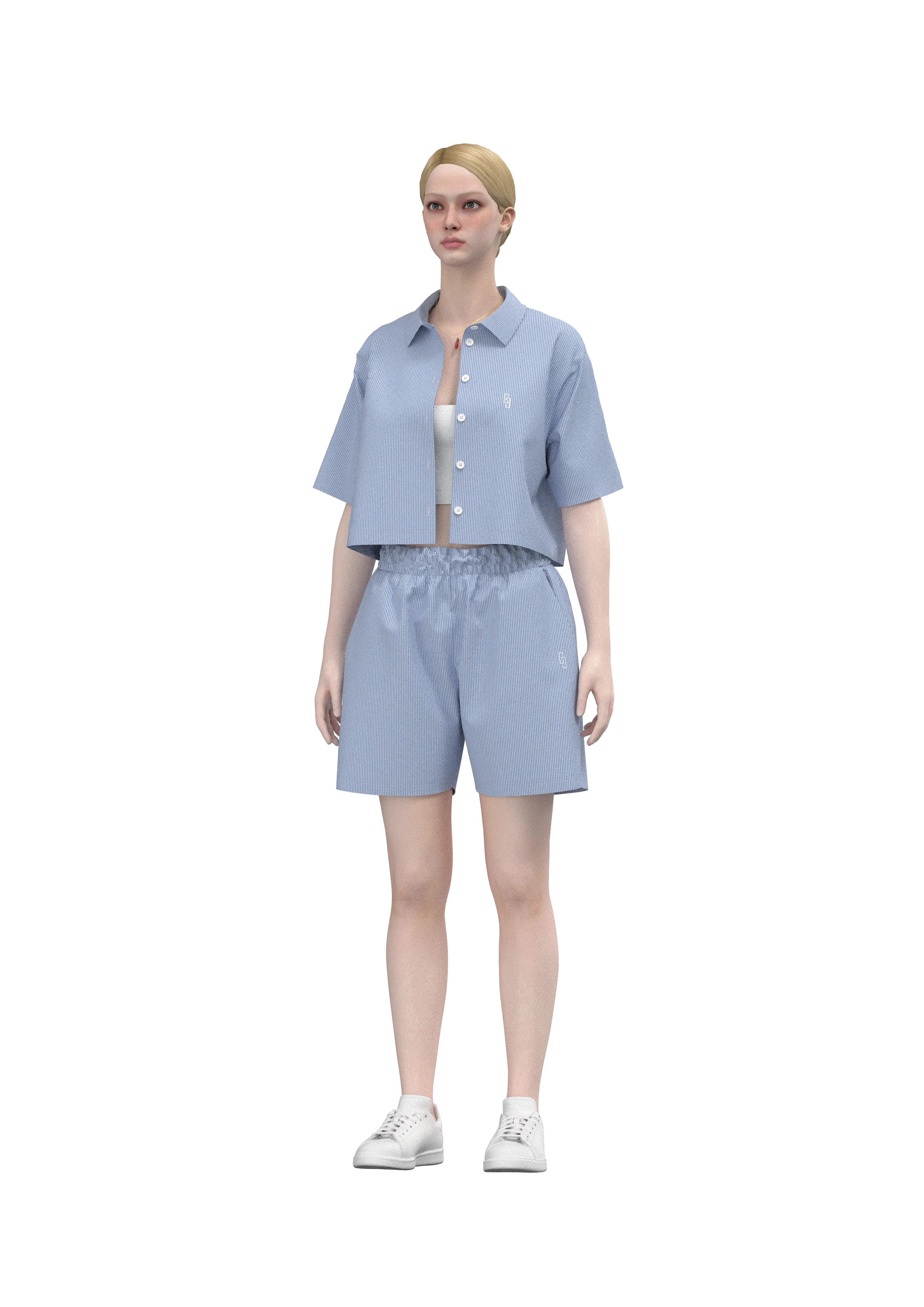 Çizgili Relaxed Fit Dokuma Şort