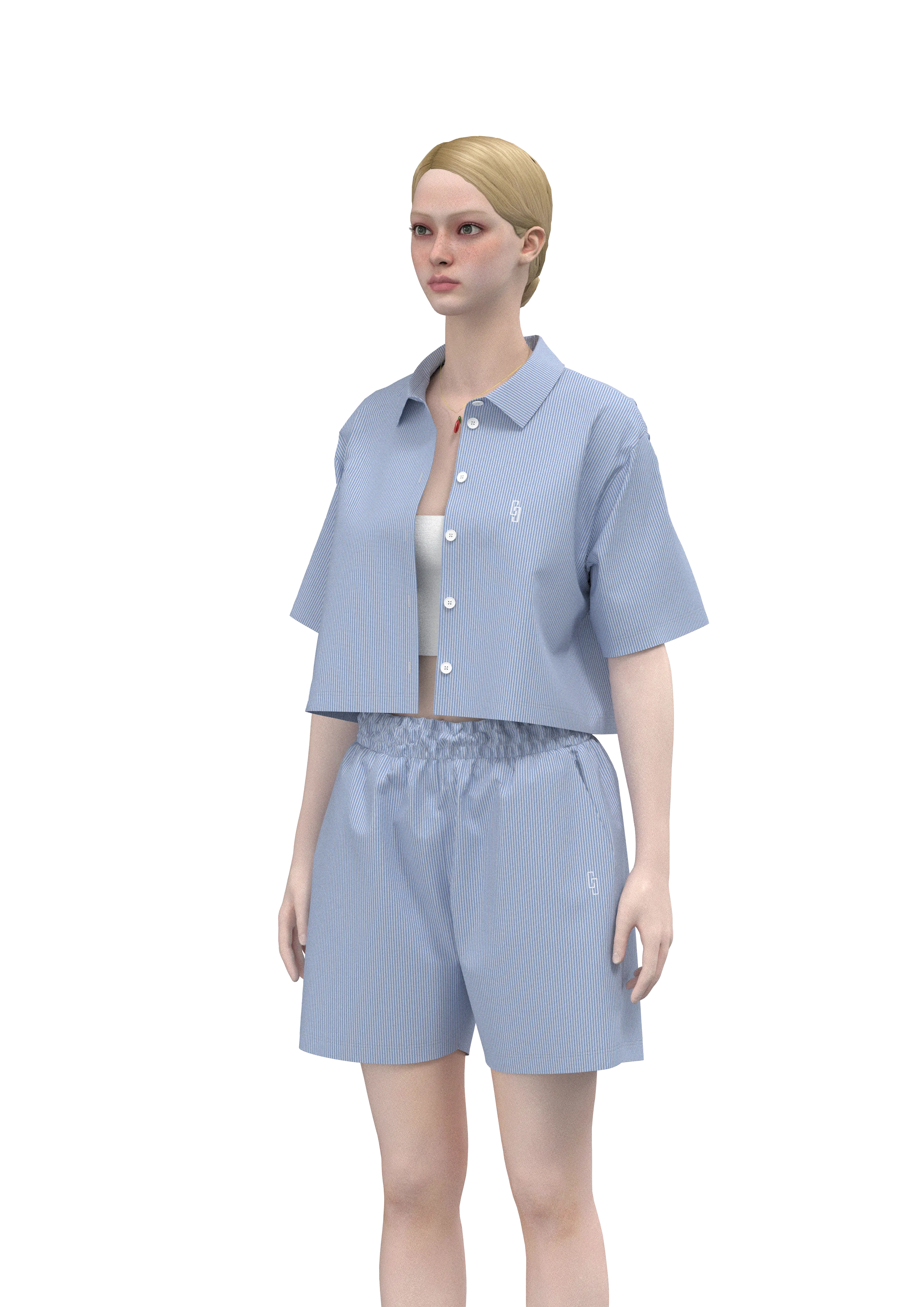 Çizgili Relaxed Fit Dokuma Şort