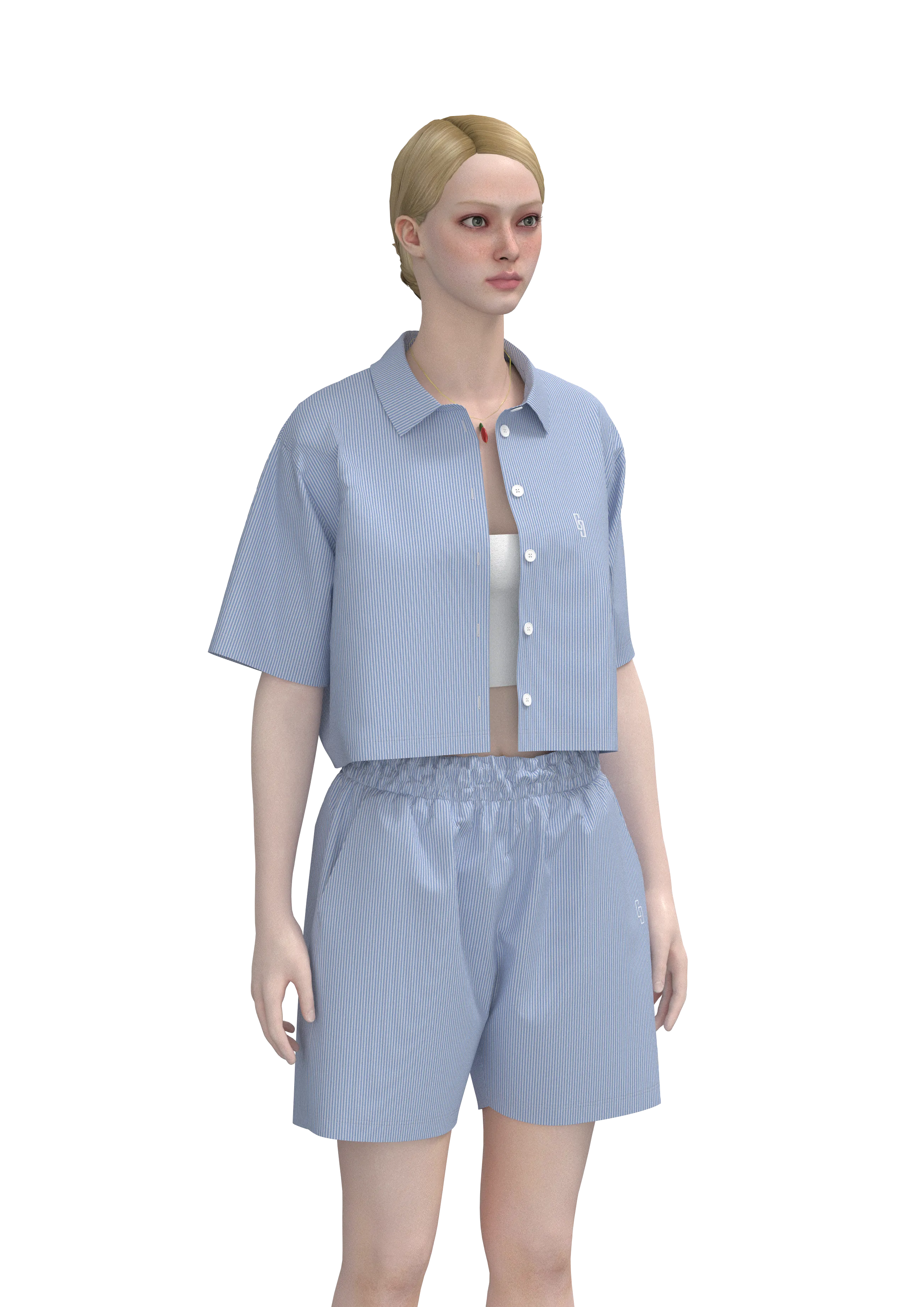 Çizgili Relaxed Fit Dokuma Şort