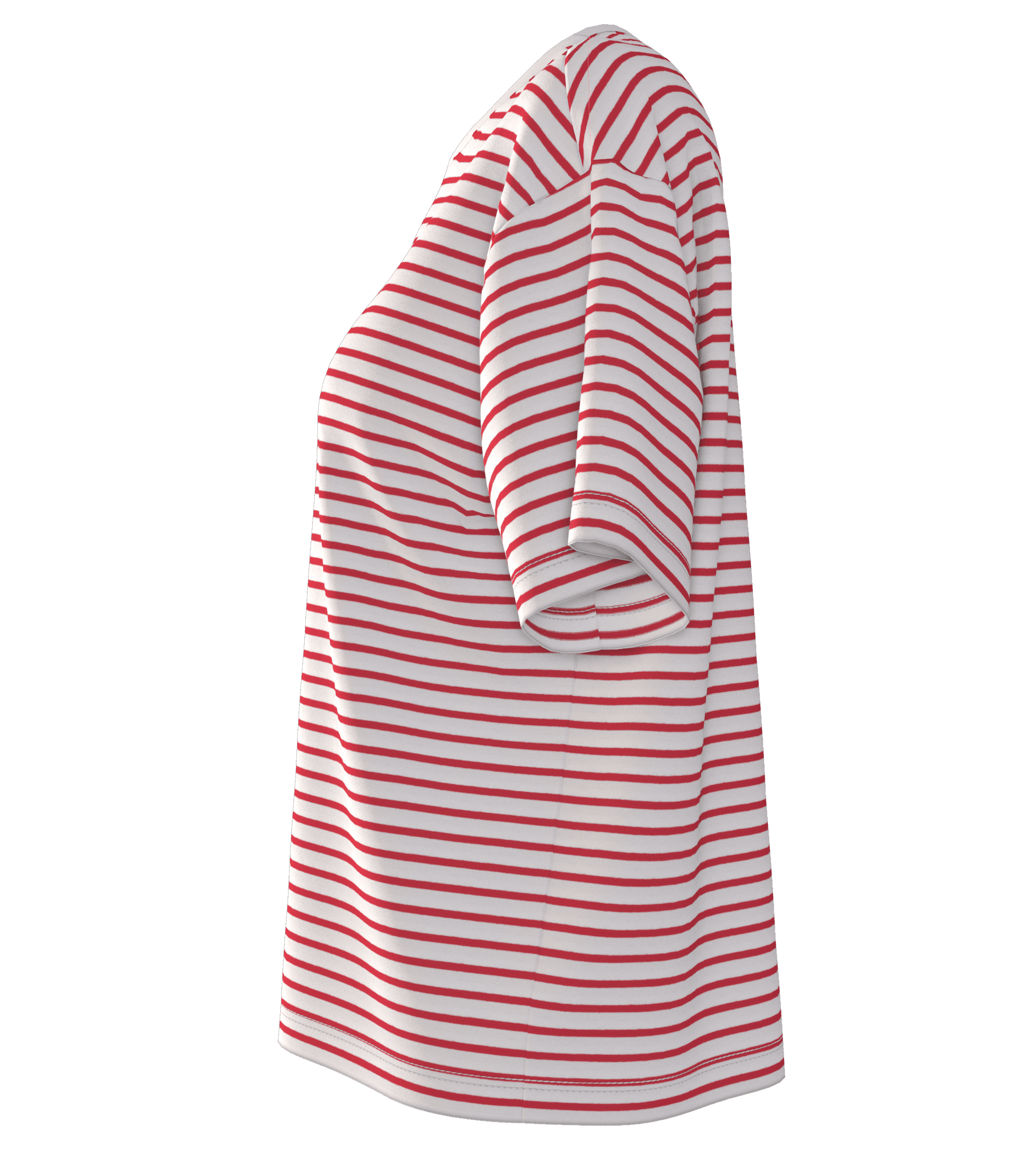 Oversize Kısa Kollu Çizgili T-Shirt