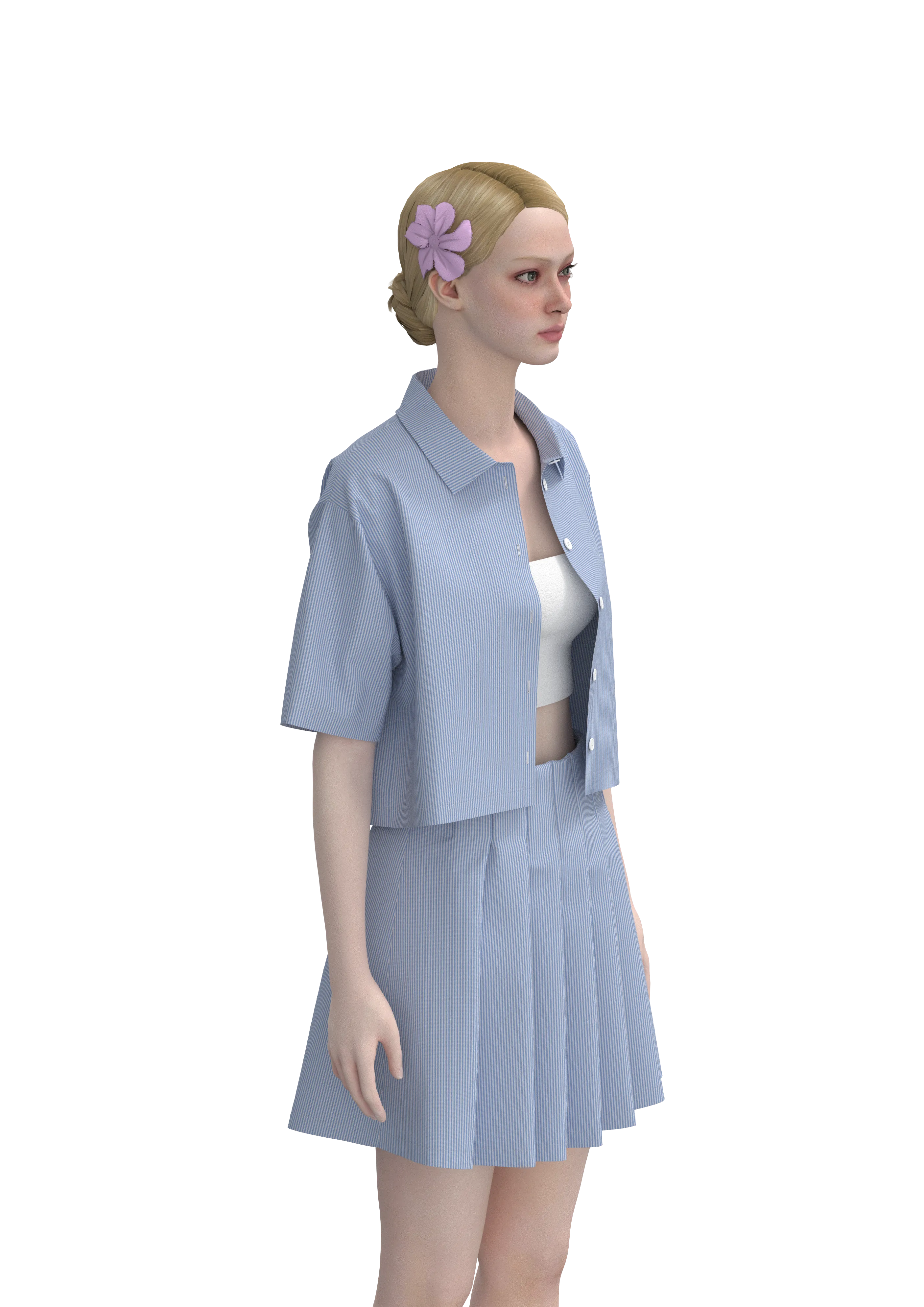 Çizgili Relaxed Fit Dokuma Etek