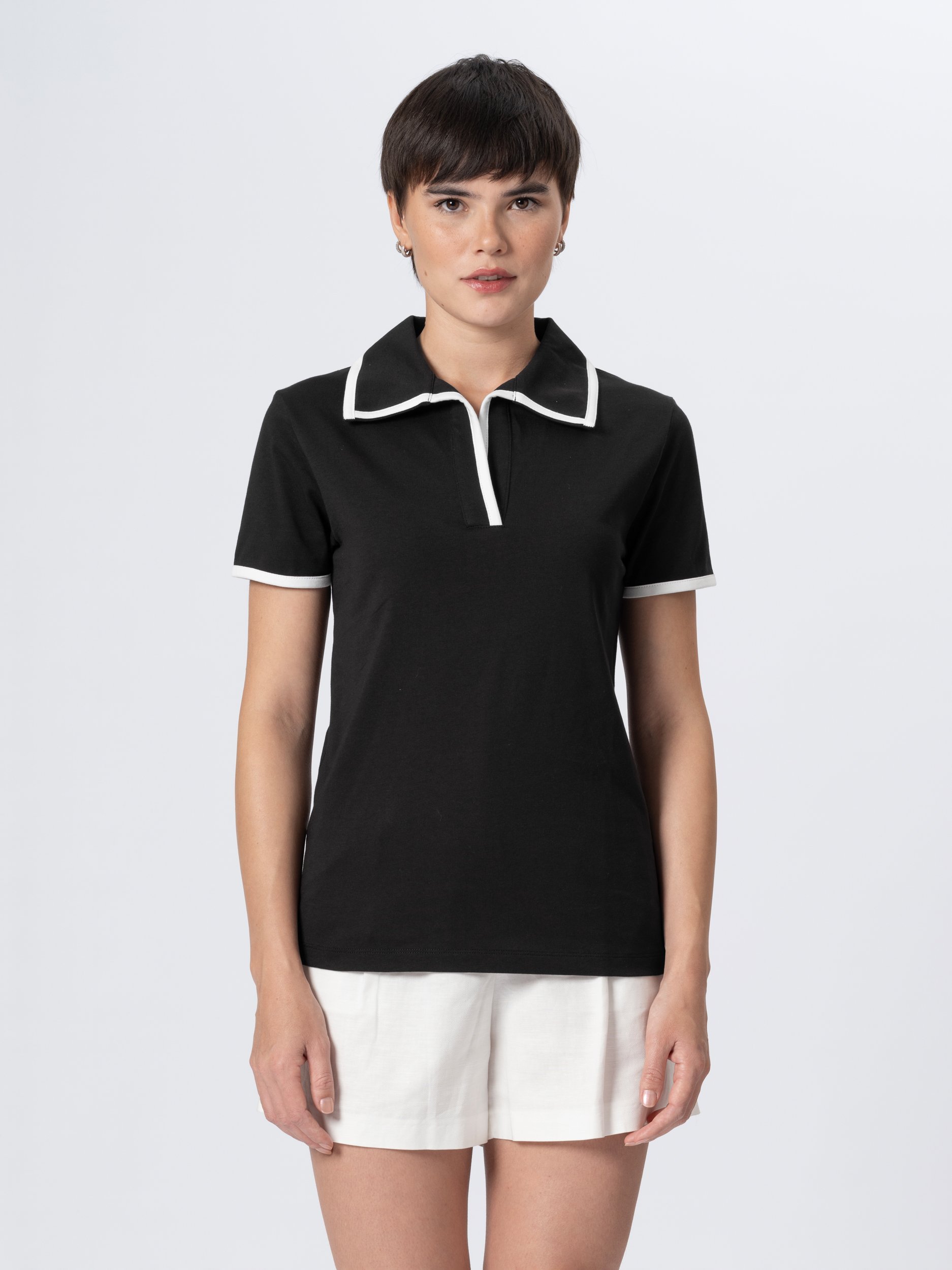 Kontrast Biye Detaylı Polo Yaka T-shirt