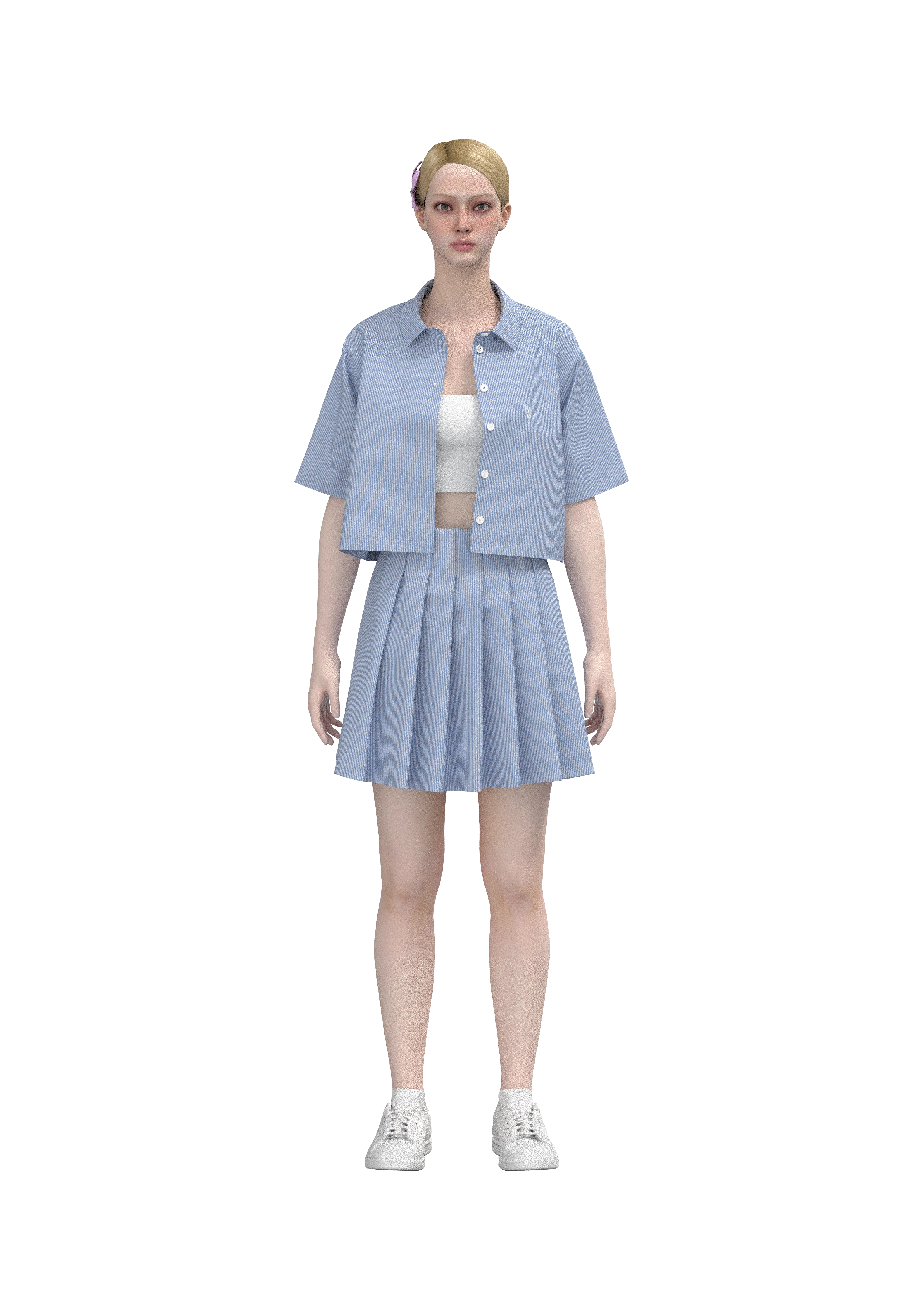 Çizgili Relaxed Fit Dokuma Etek