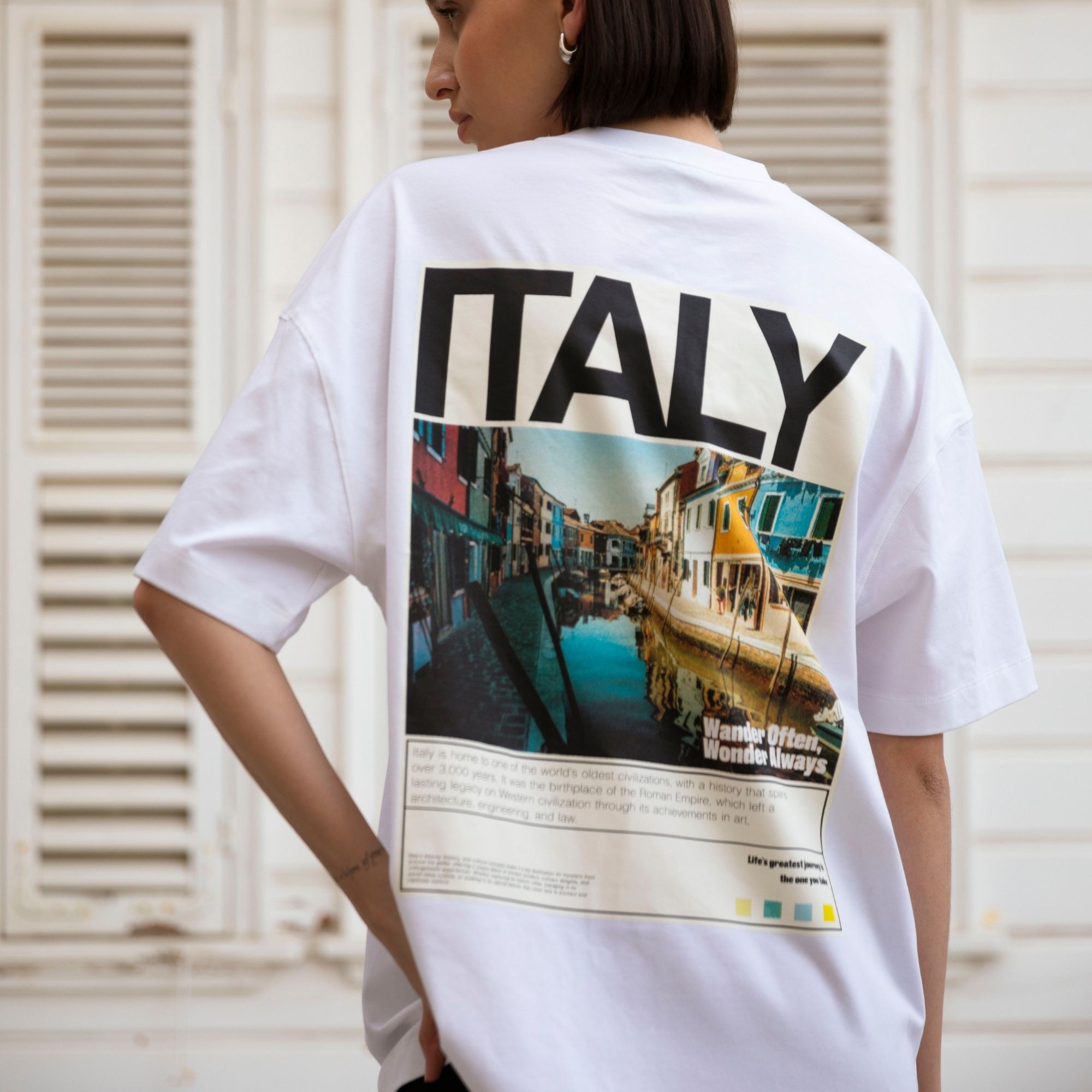 Italy Baskı Detaylı Oversize T-shirt