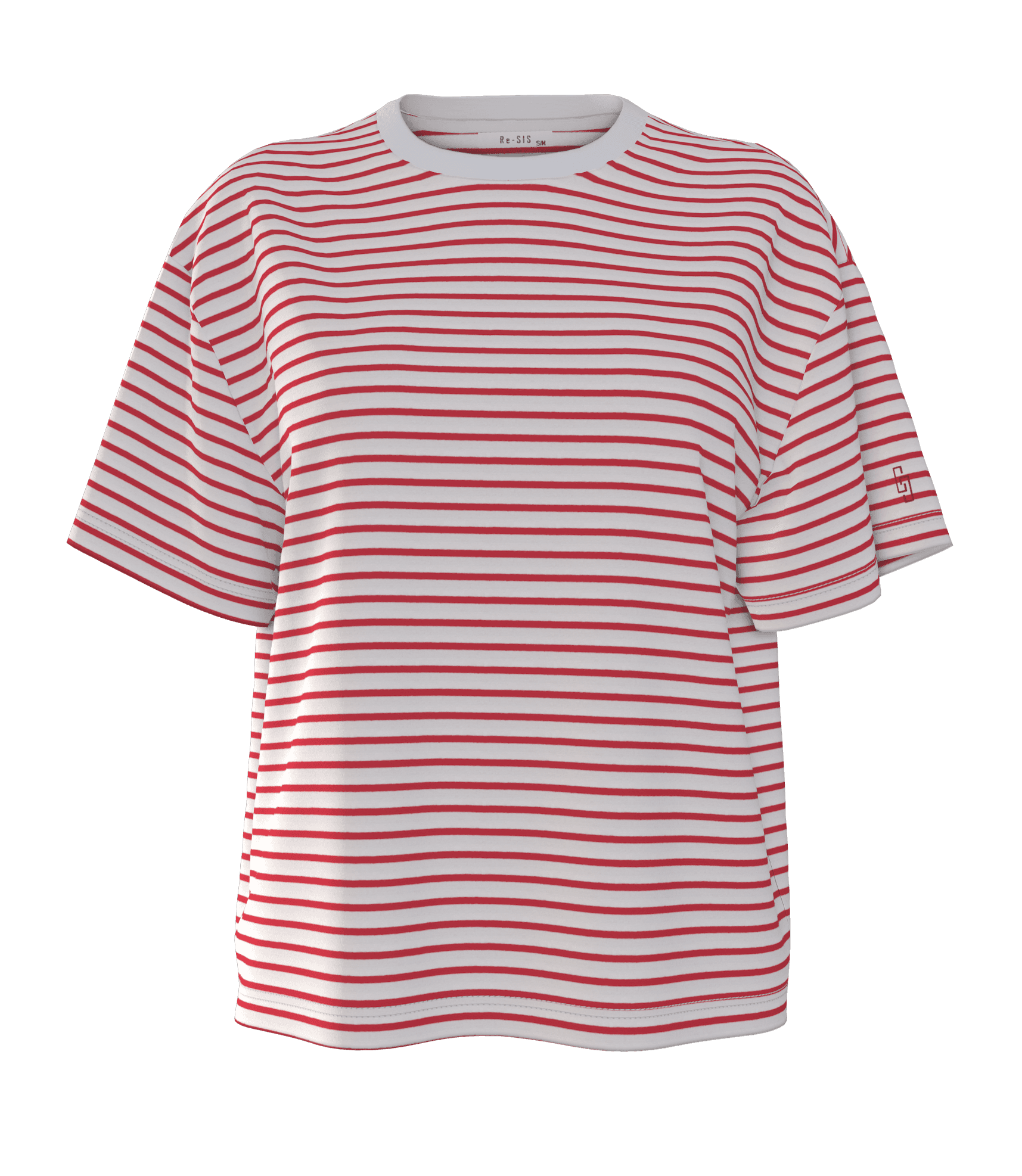 Oversize Kısa Kollu Çizgili T-Shirt