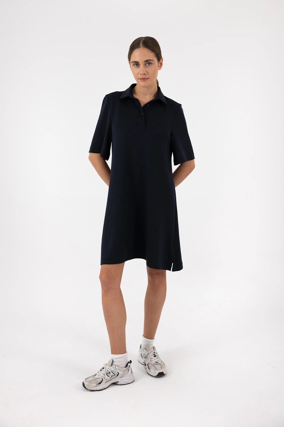 İNTERLOK OVERSIZE POLO ELBİSE - Dark Navy