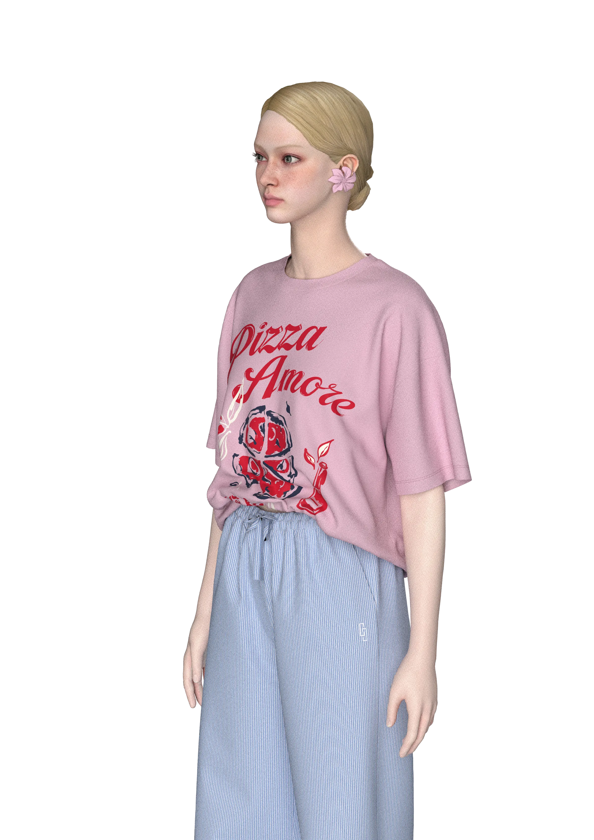 Pizza Amore Grafikli Oversize T-shirt
