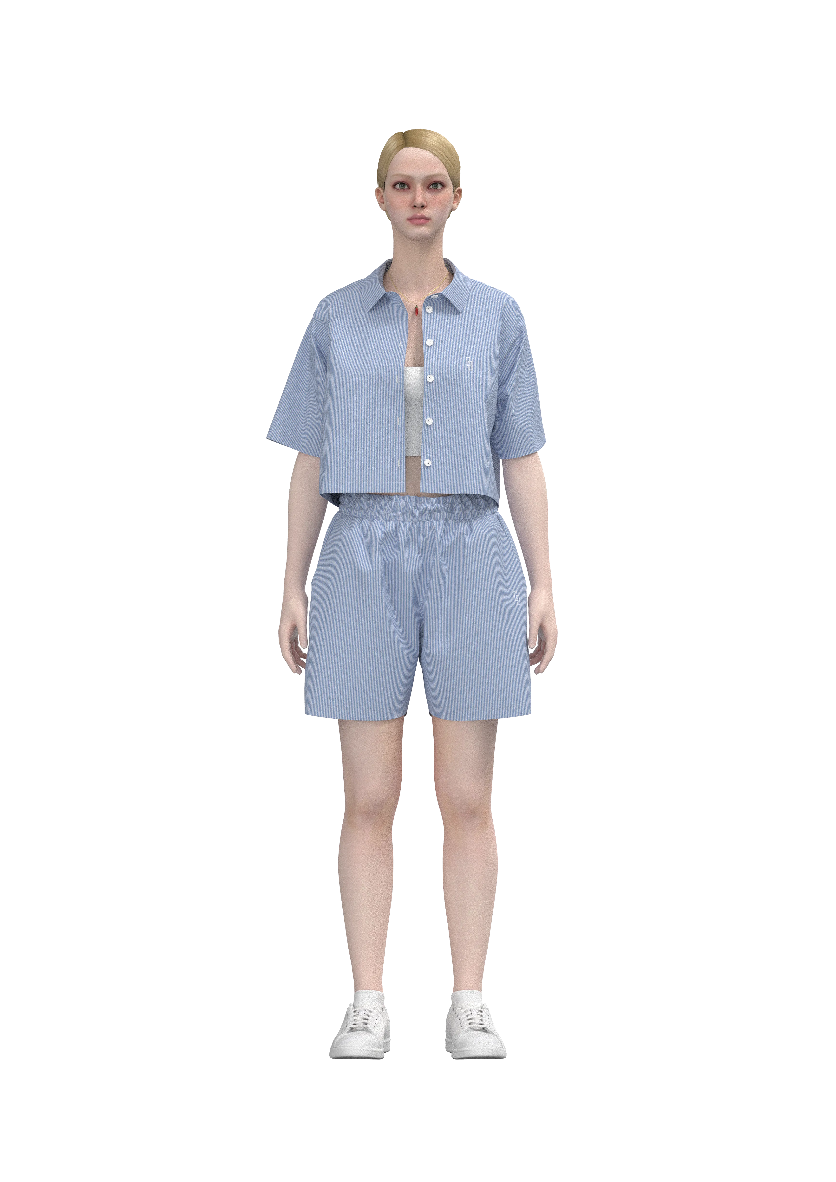 Çizgili Relaxed Fit Dokuma Şort