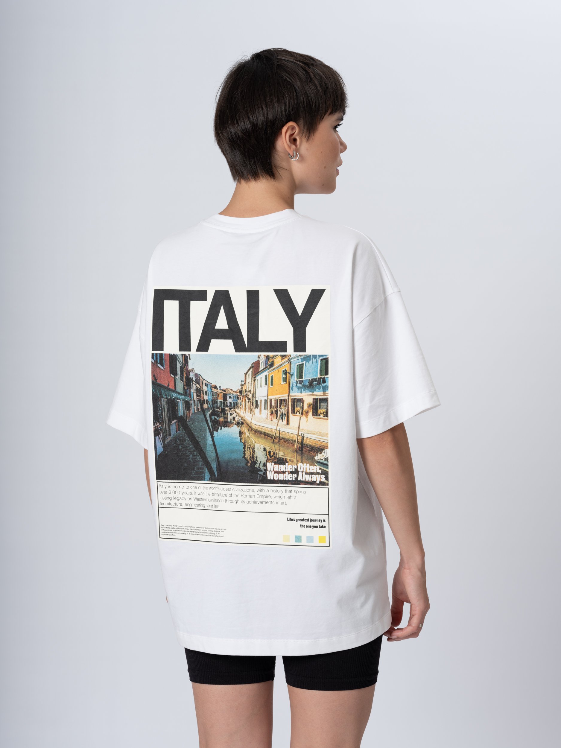 Italy Baskı Detaylı Oversize T-shirt