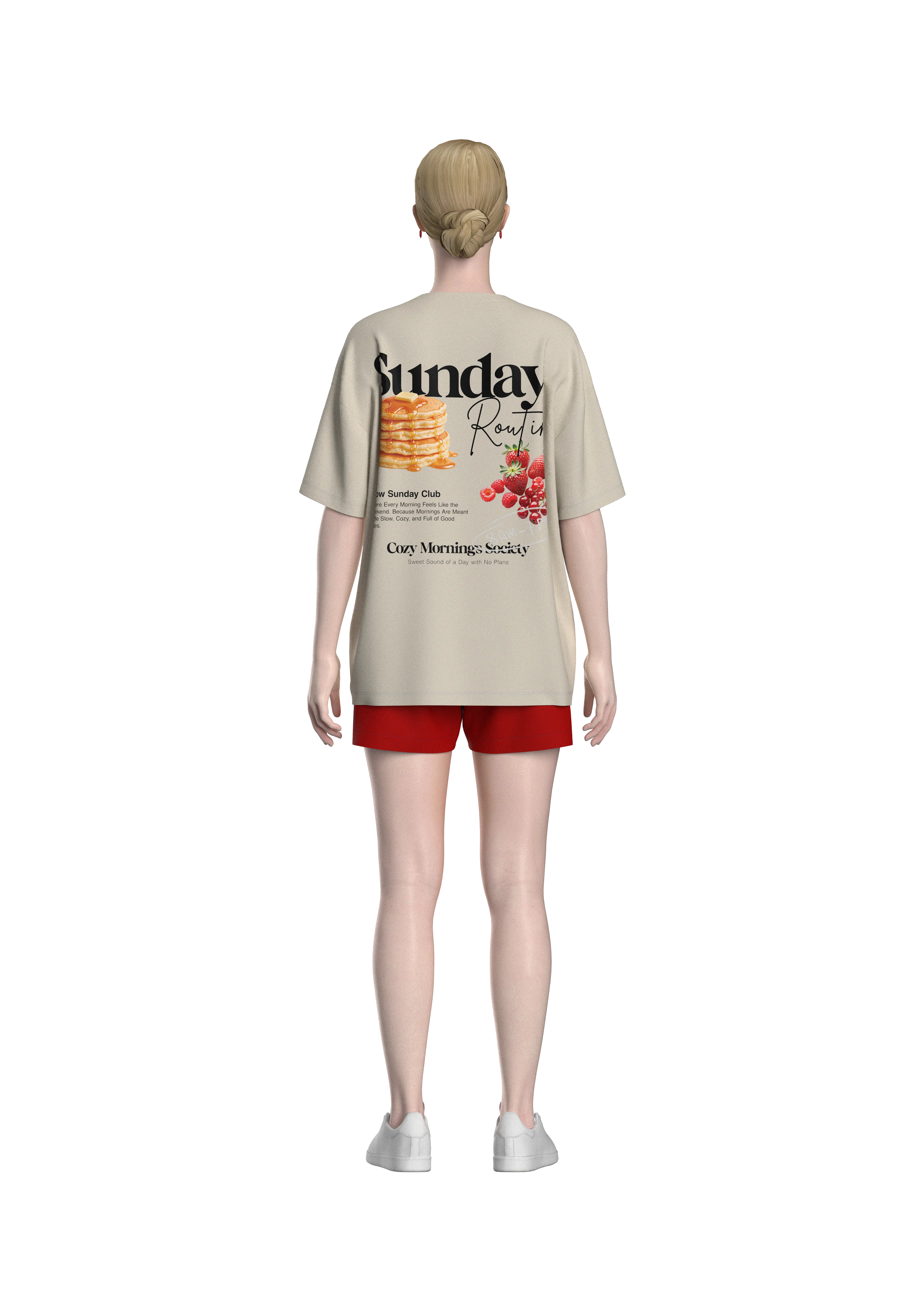 Sunday Routine Pankek Grafikli Oversize T-shirt