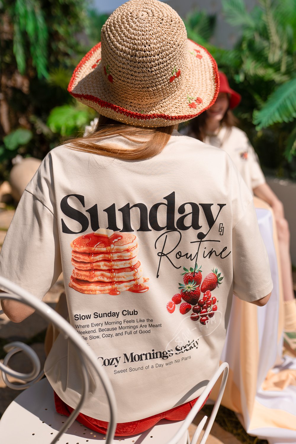 Sunday Routine Pankek Grafikli Oversize T-shirt