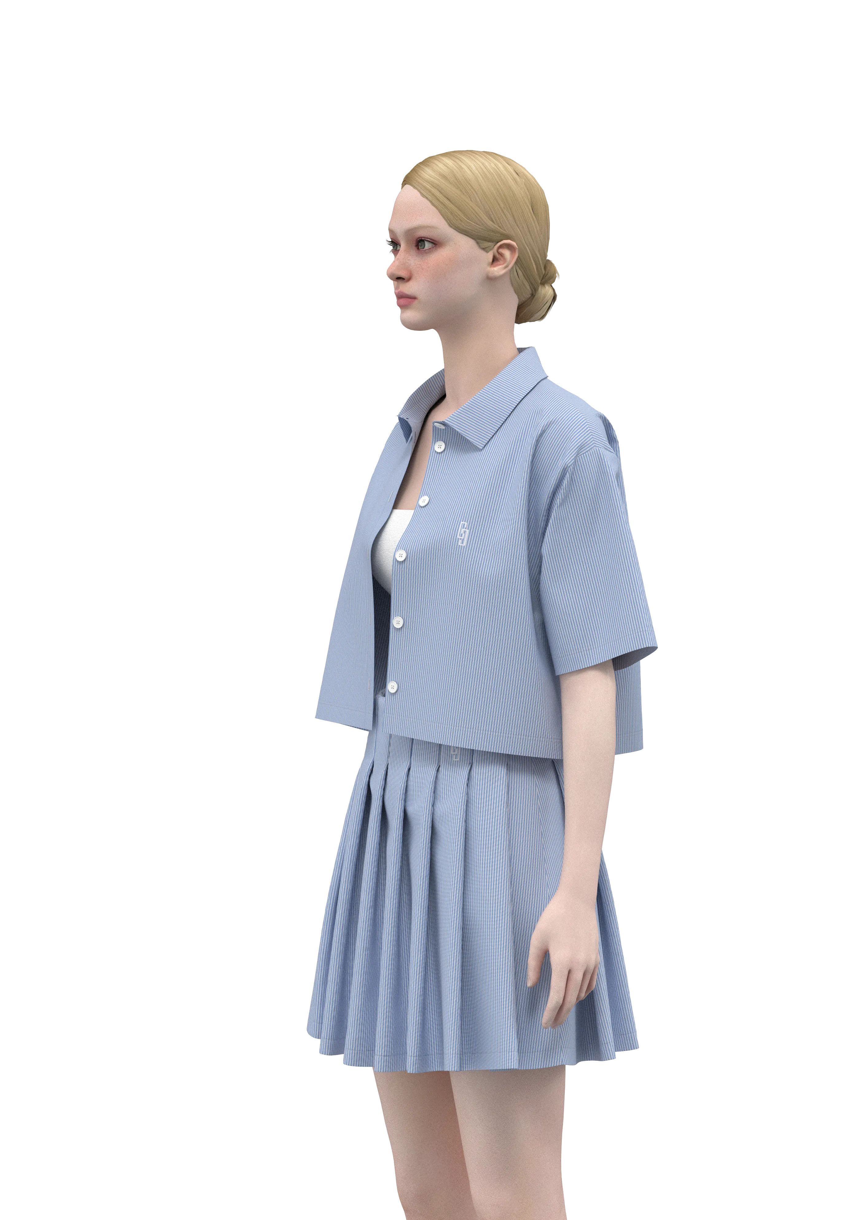 Çizgili Relaxed Fit Dokuma Etek