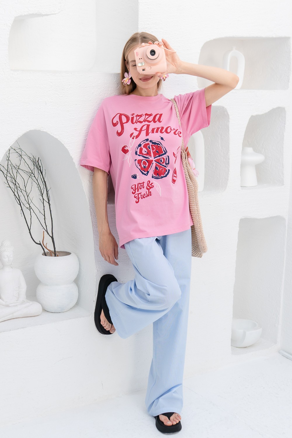 Pizza Amore Grafikli Oversize T-shirt