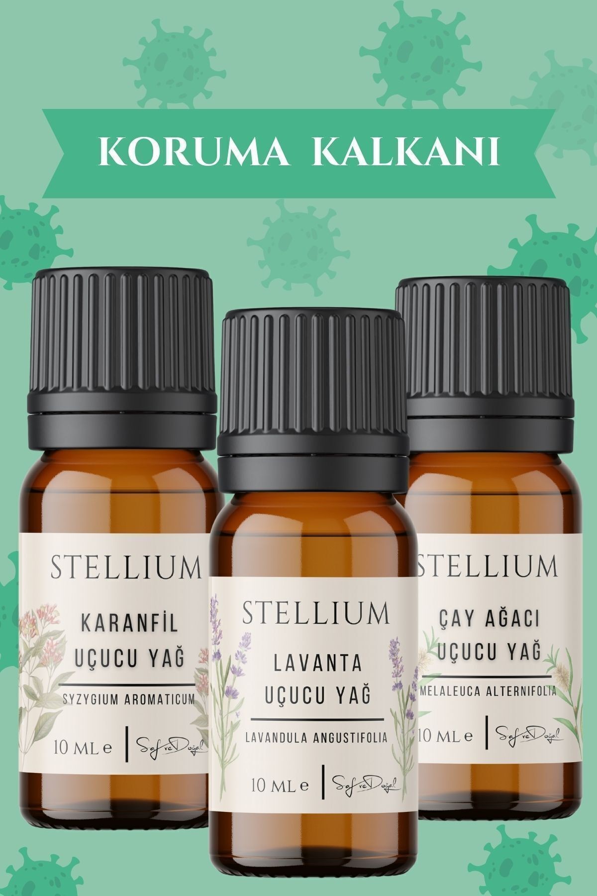 Koruma Kalkanı Lavanta Yağı, Çay Ağacı Yağı, Karanfil Yağı Akarlar Için 3x10 ml
