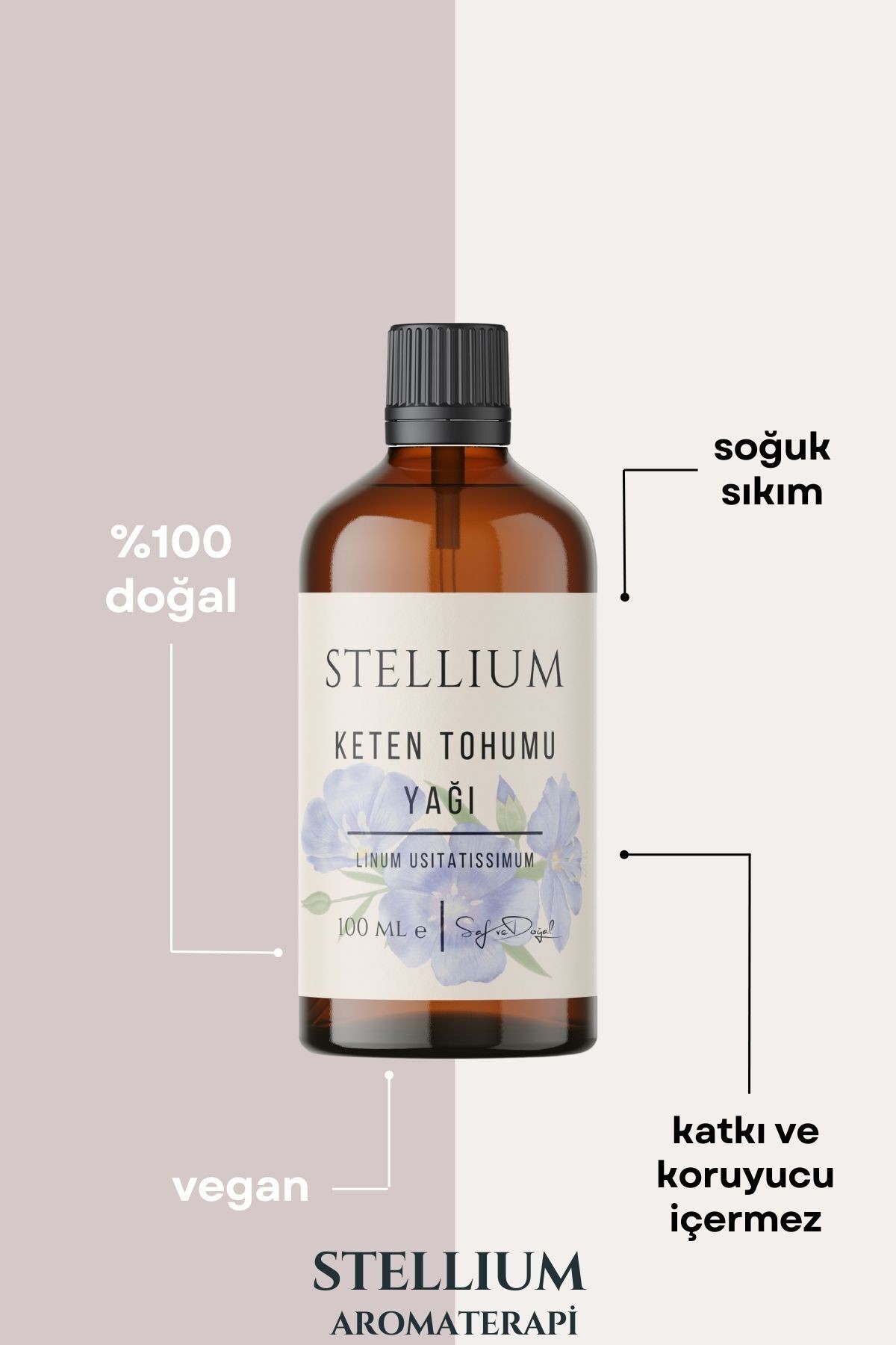 %100 Saf ve Doğal Keten Tohumu Yağı- Soğuk Sıkım 100 Ml