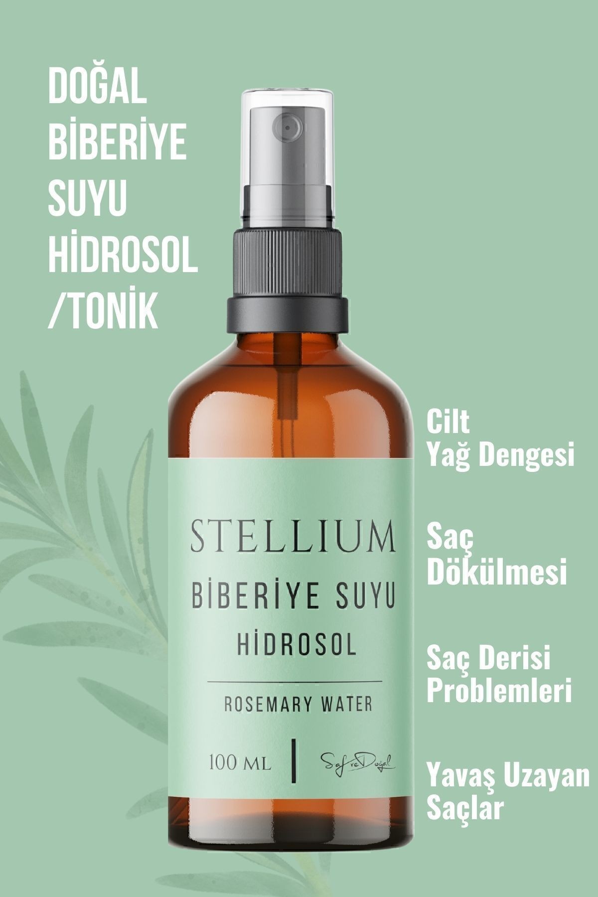 Biberiye Suyu Hidrosol- Hızlı Saç Uzama Ve Güçlendirme, Saç Dökülme Karşıtı ( %100 Doğal ) 100 ml
