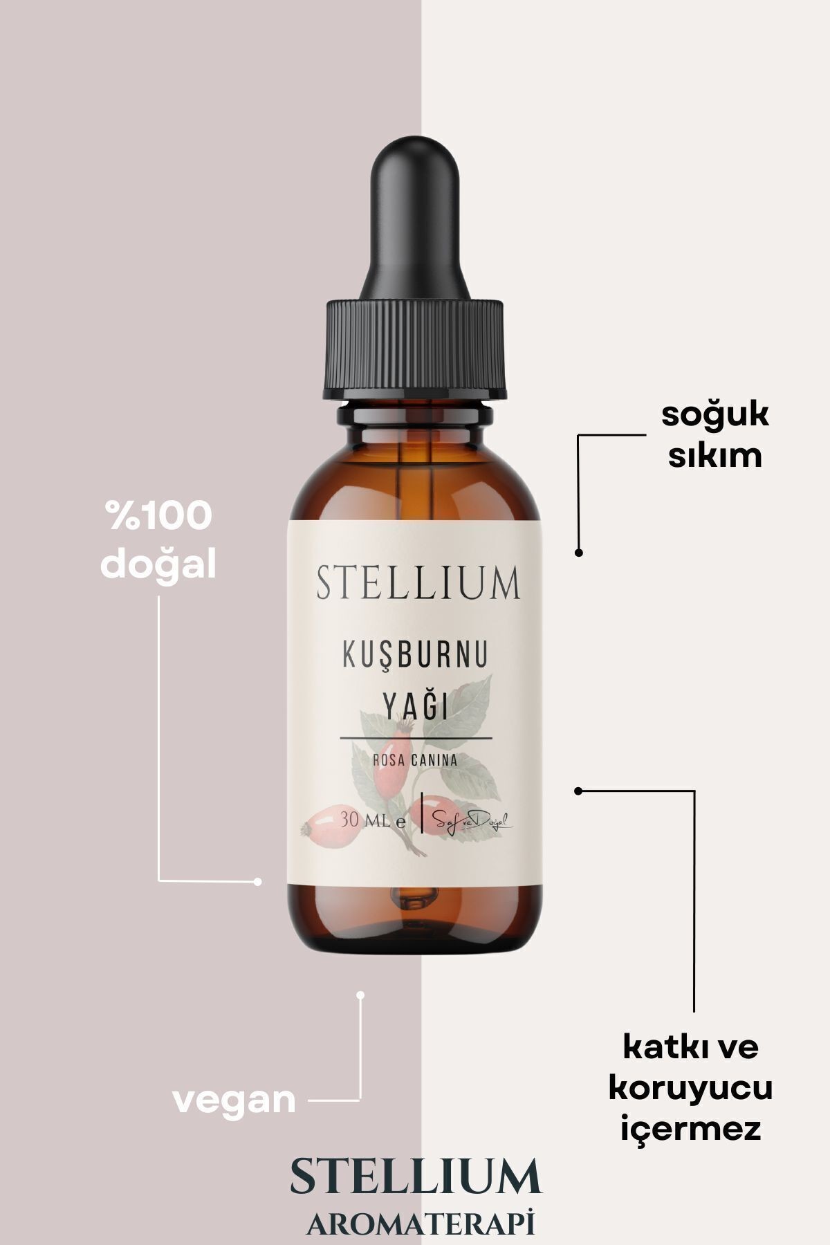 Kuşburnu Yağı 30 ml Soğuk Sıkım (%100 DOĞAL)- Rosehip Oil