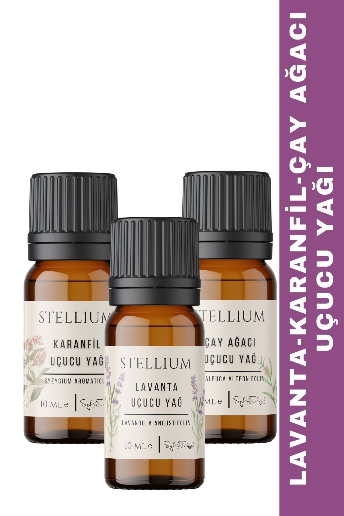 Koruma Kalkanı Lavanta Yağı, Çay Ağacı Yağı, Karanfil Yağı Akarlar Için 3x10 ml