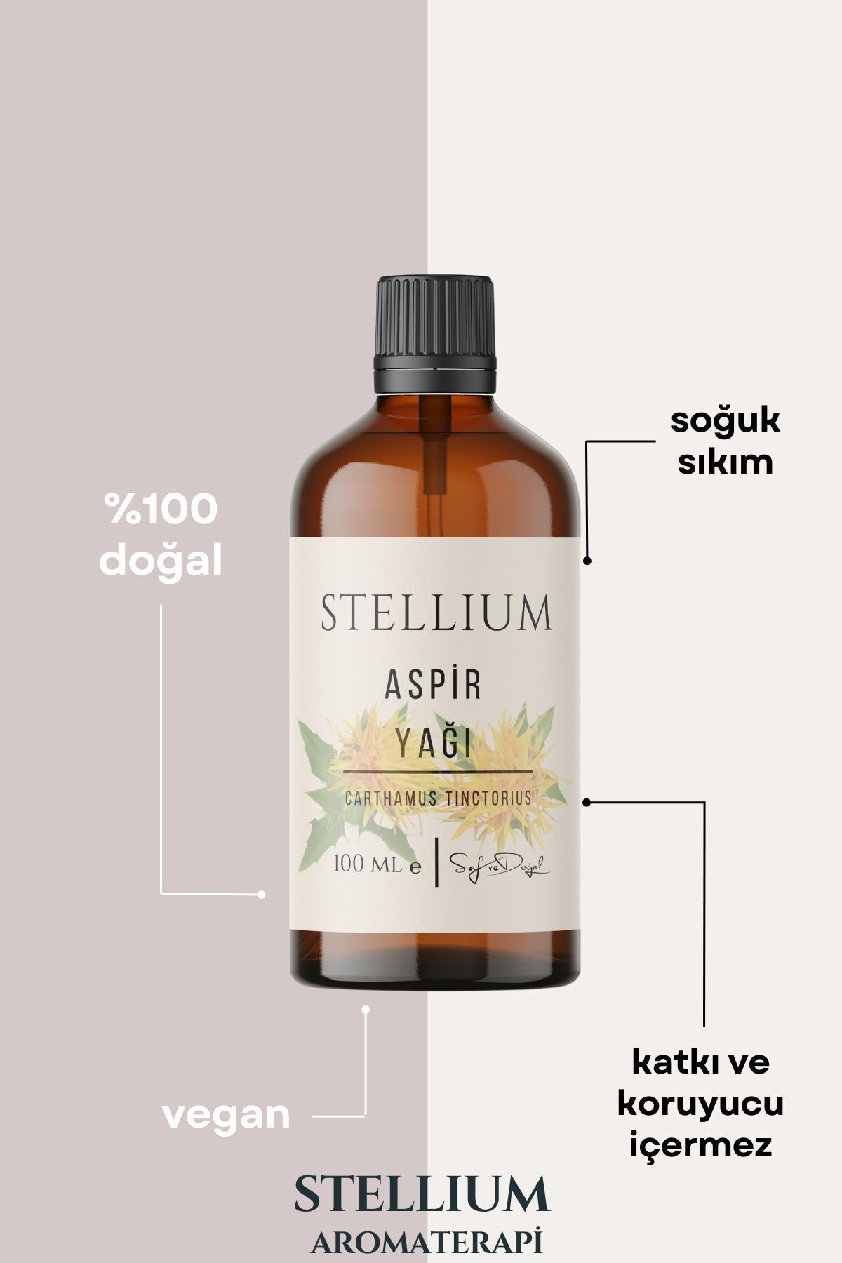 %100 Saf ve Doğal Aspir Yağı -Soğuk Sıkım 100 Ml
