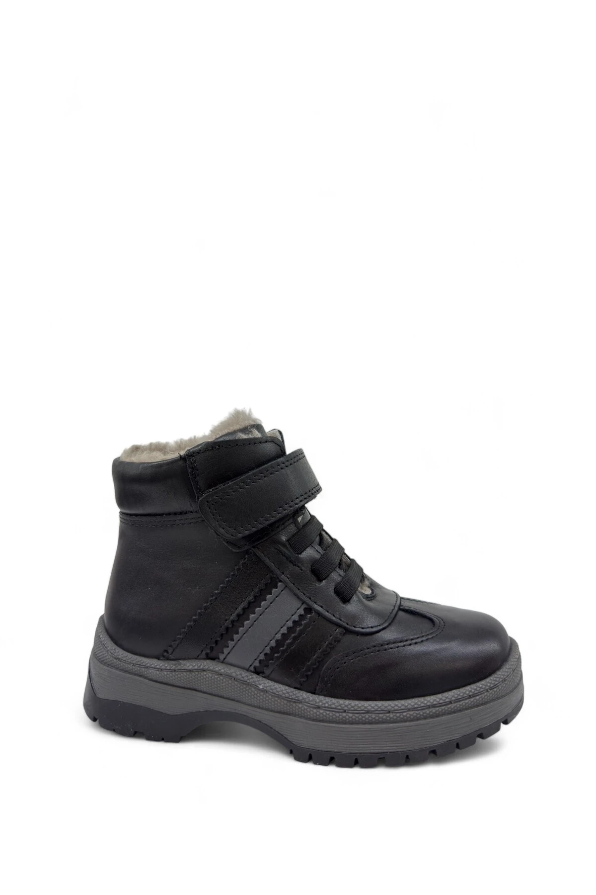 Hakiki Deri Gerçek Kürklü Unisex Çocuk 3 Çizgi Bot