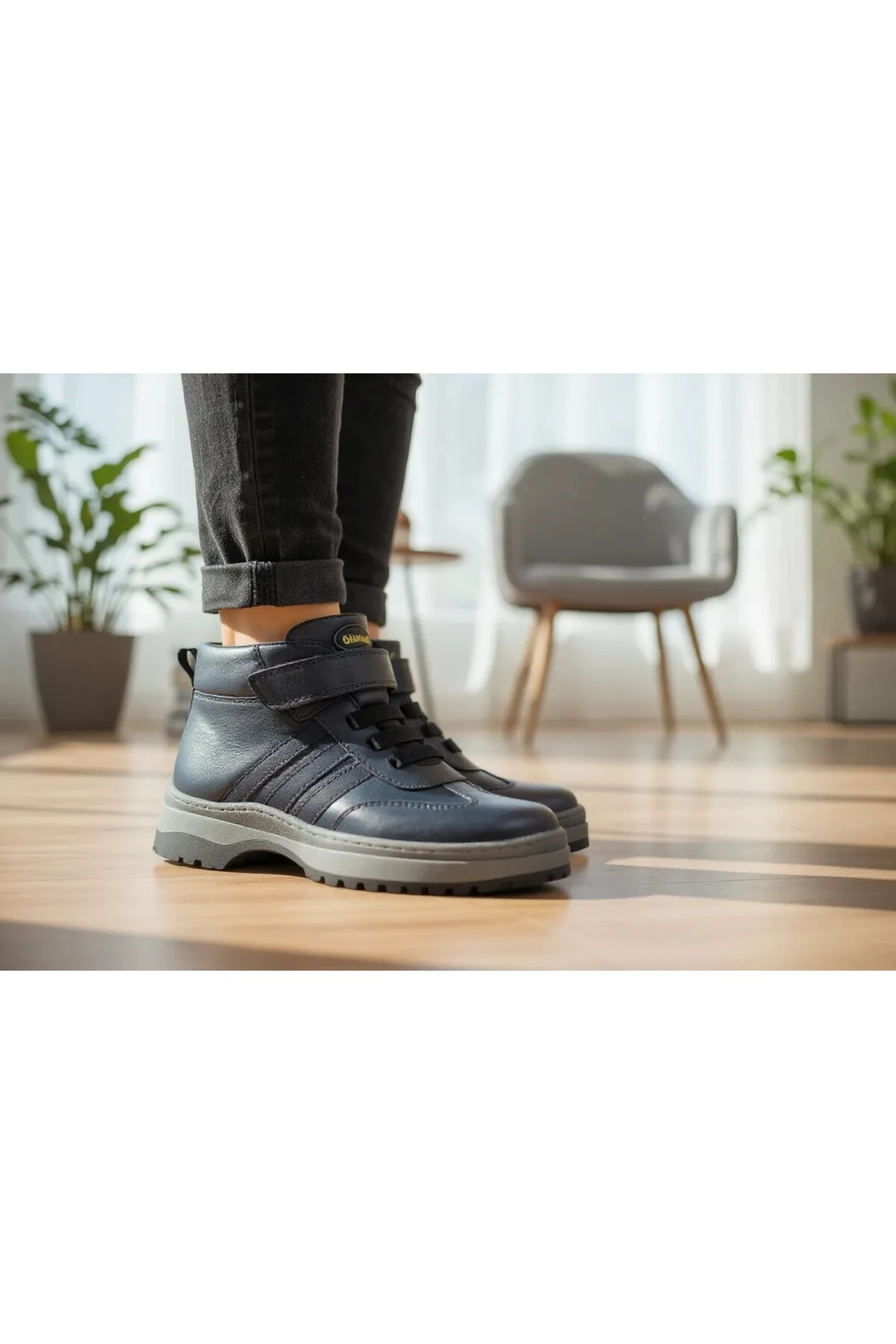 Lacivert Hakiki Deri Ortopedik Çocuk Botu