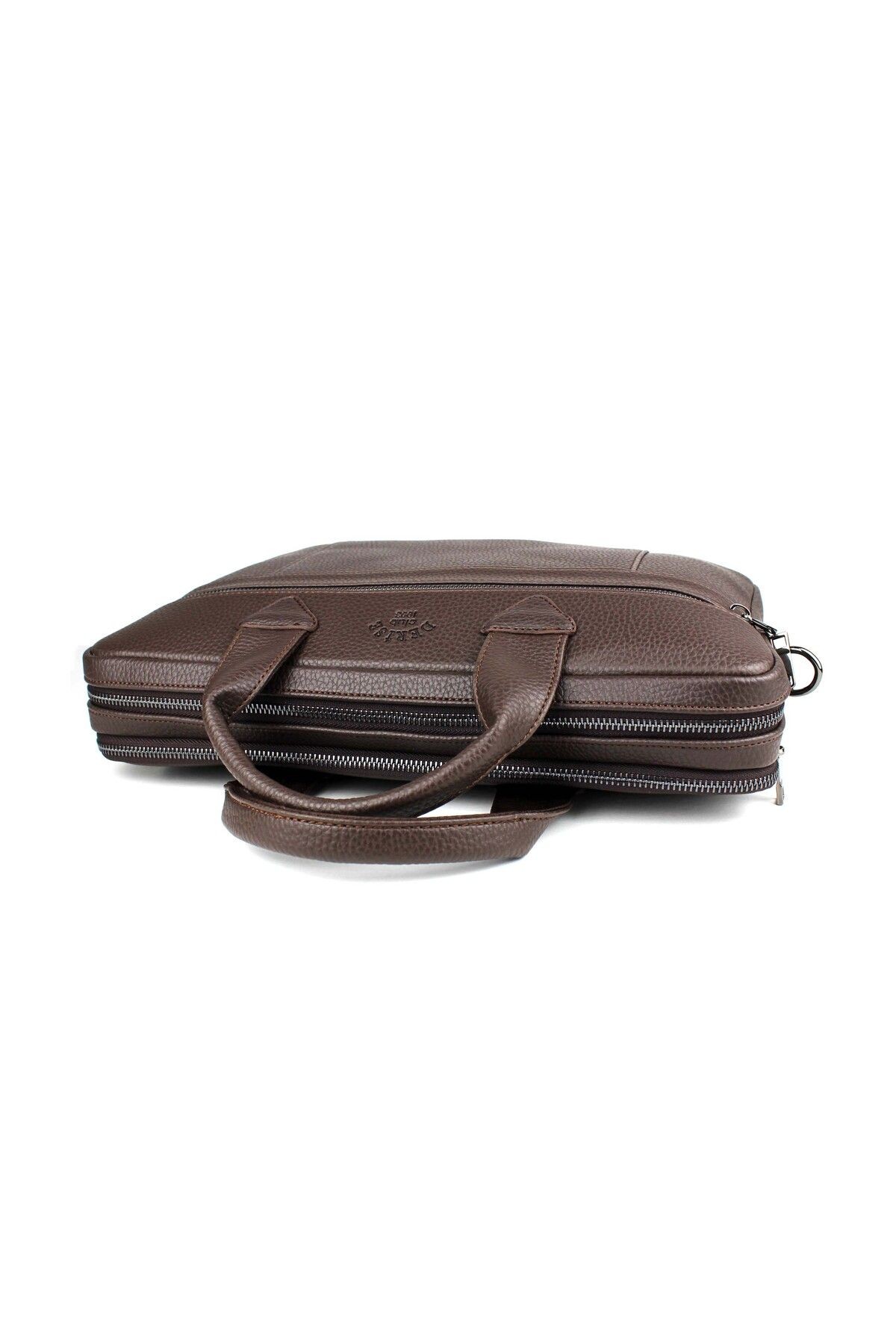 Unisex Kahverengi Çok Bölmeli 14 inç Evrak Ve Laptop Çantası