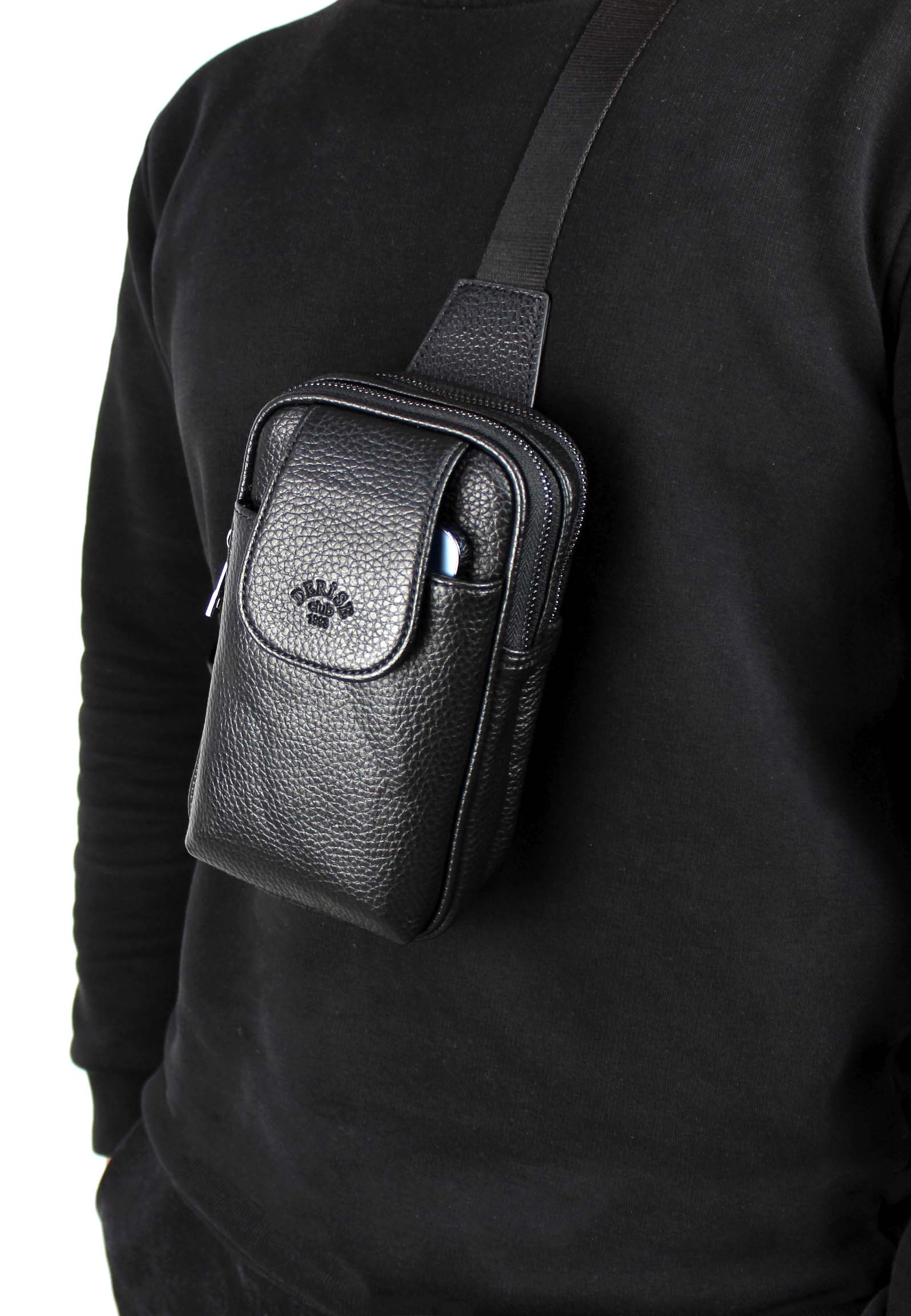 Erkek Suni Deri Lüks Kapaklı Omuz Çantası