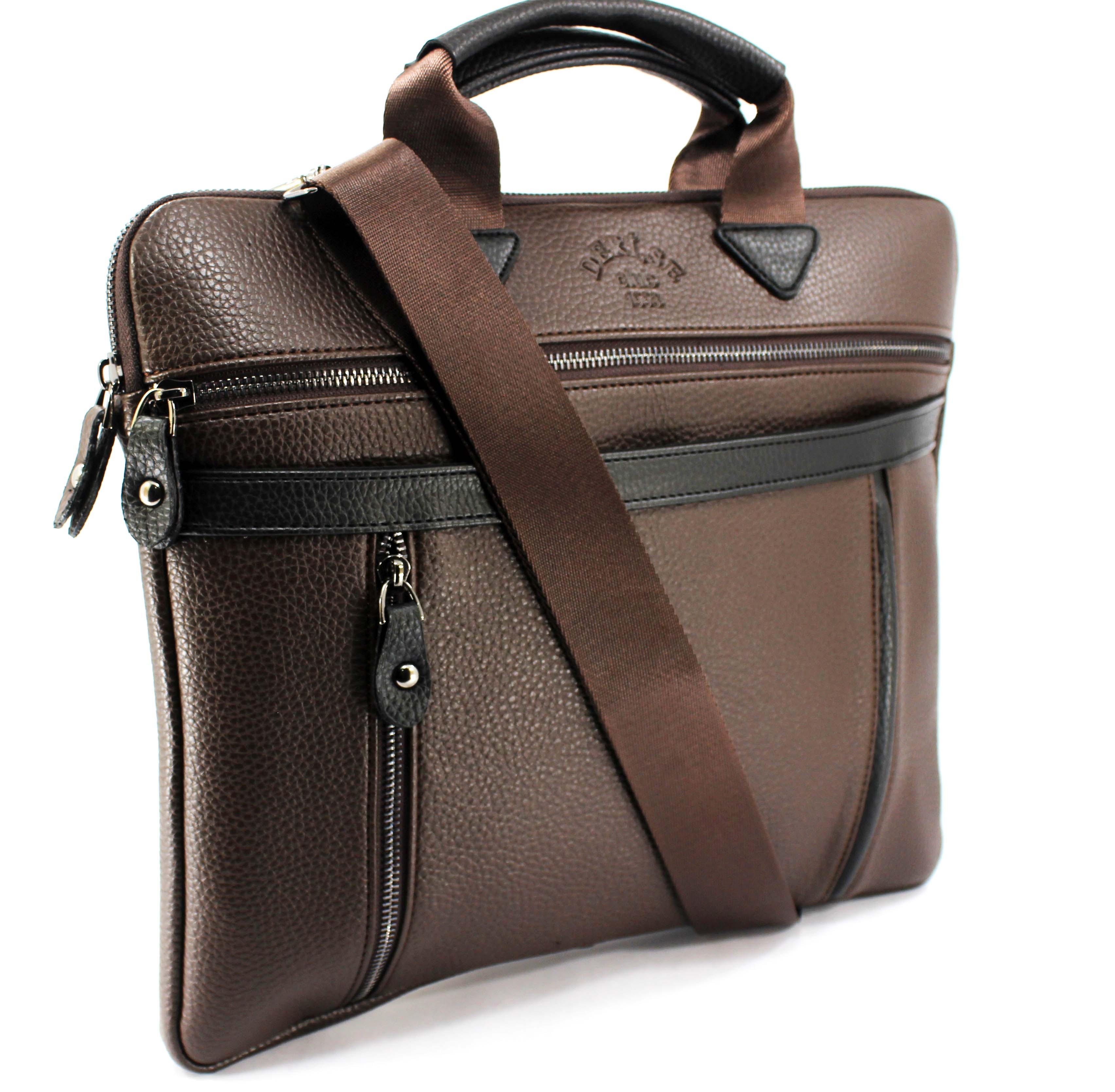 Unisex 13 & 14 İnç Omuz Askılı Evrak ve Laptop Çantası - kahve siyah