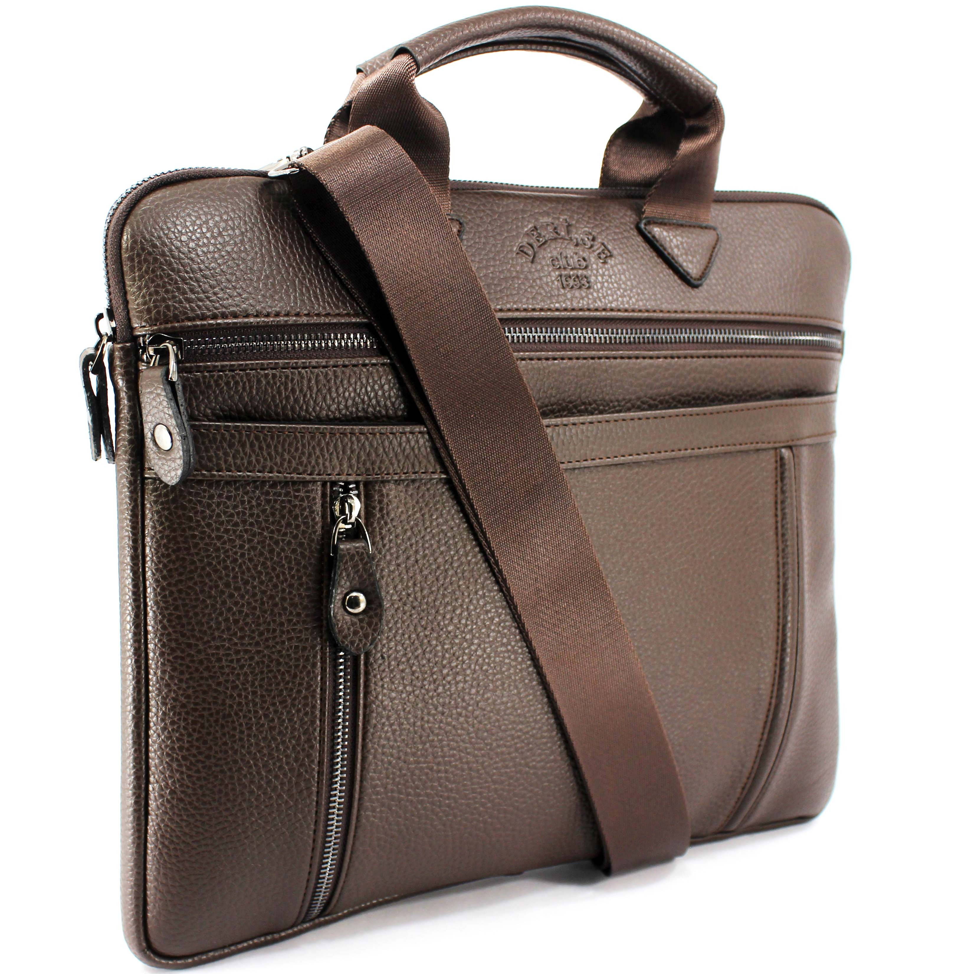 Unisex 13 & 14 İnç Omuz Askılı Evrak ve Laptop Çantası - kahve