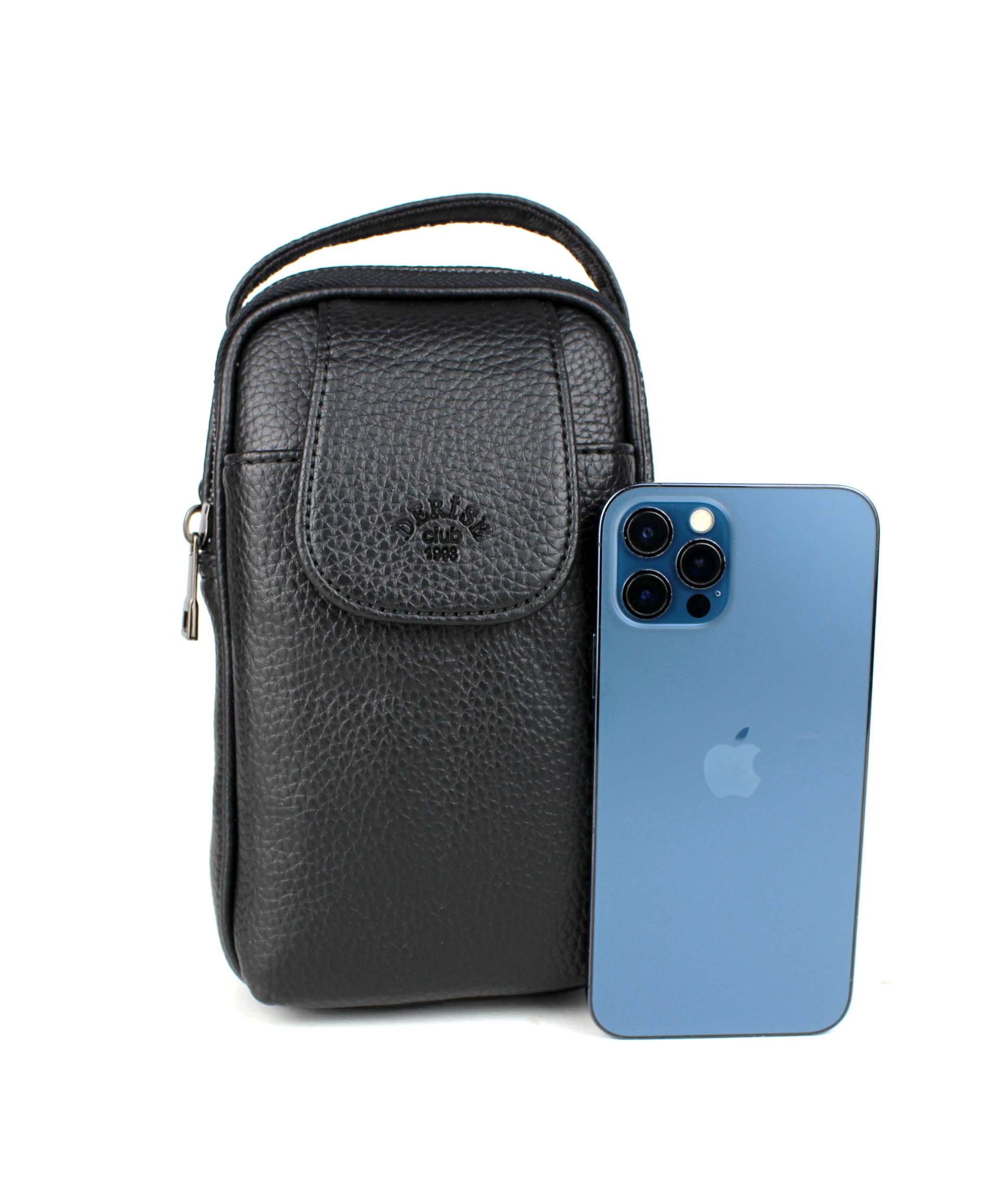 Erkek Suni Deri Lüks Kapaklı Çok Bölmeli El ve Omuz Çantası