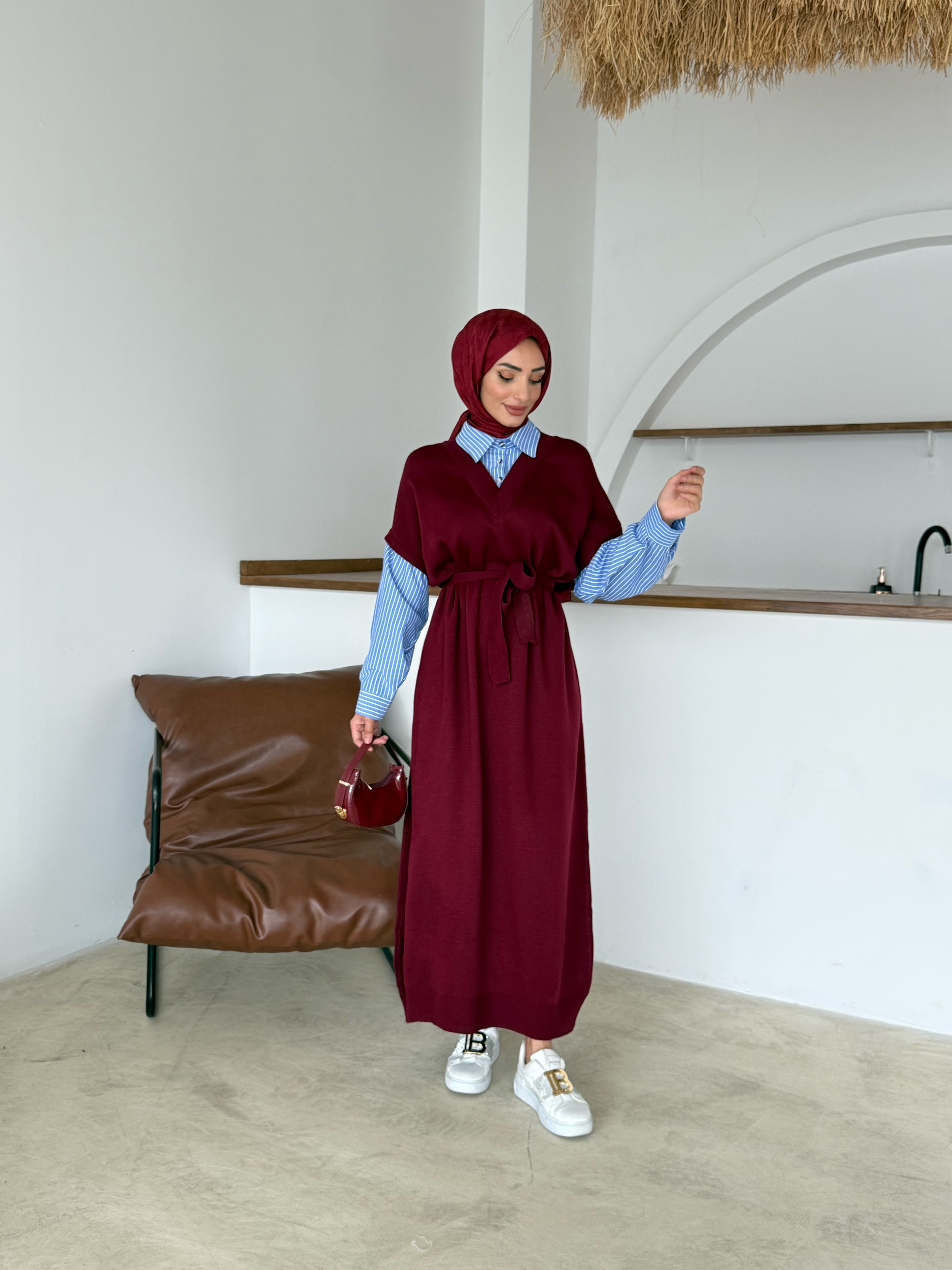 Sara Triko Elbise | Bordo