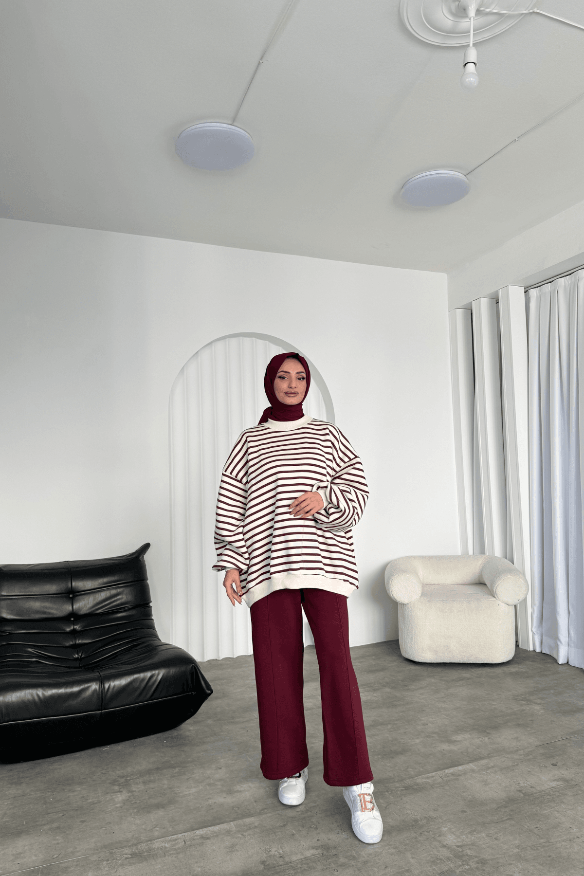 Lenora Şardonlu Çizgili Takım