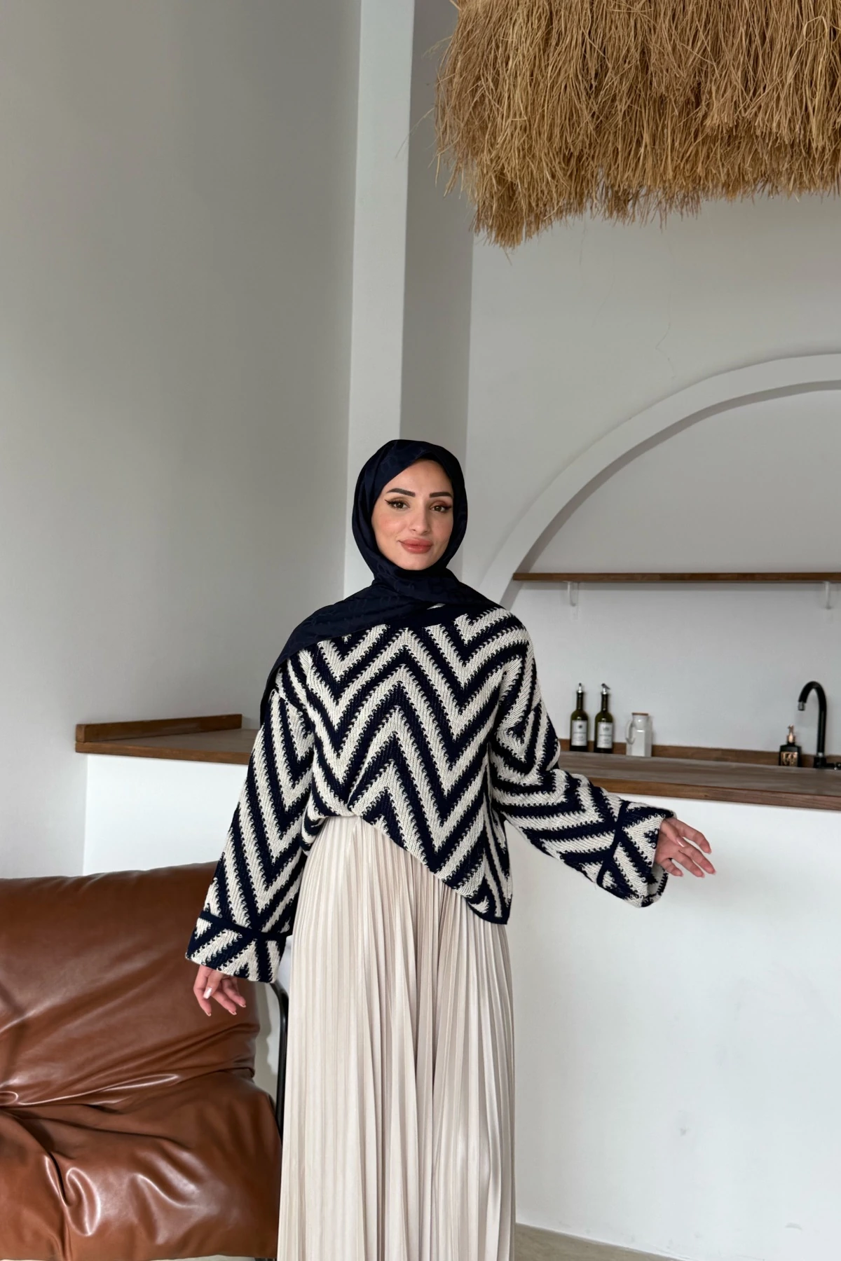 Duru Zikzak Desenli Kazak | Laci