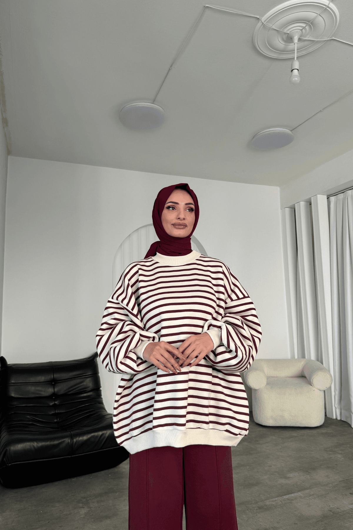 Lenora Şardonlu Çizgili Takım