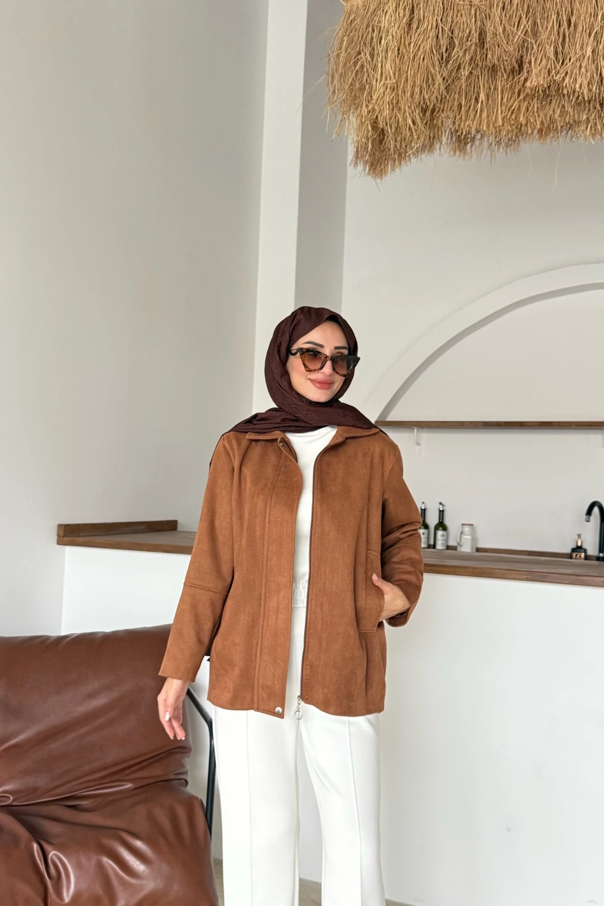 İlke Süet Ceket | Taba