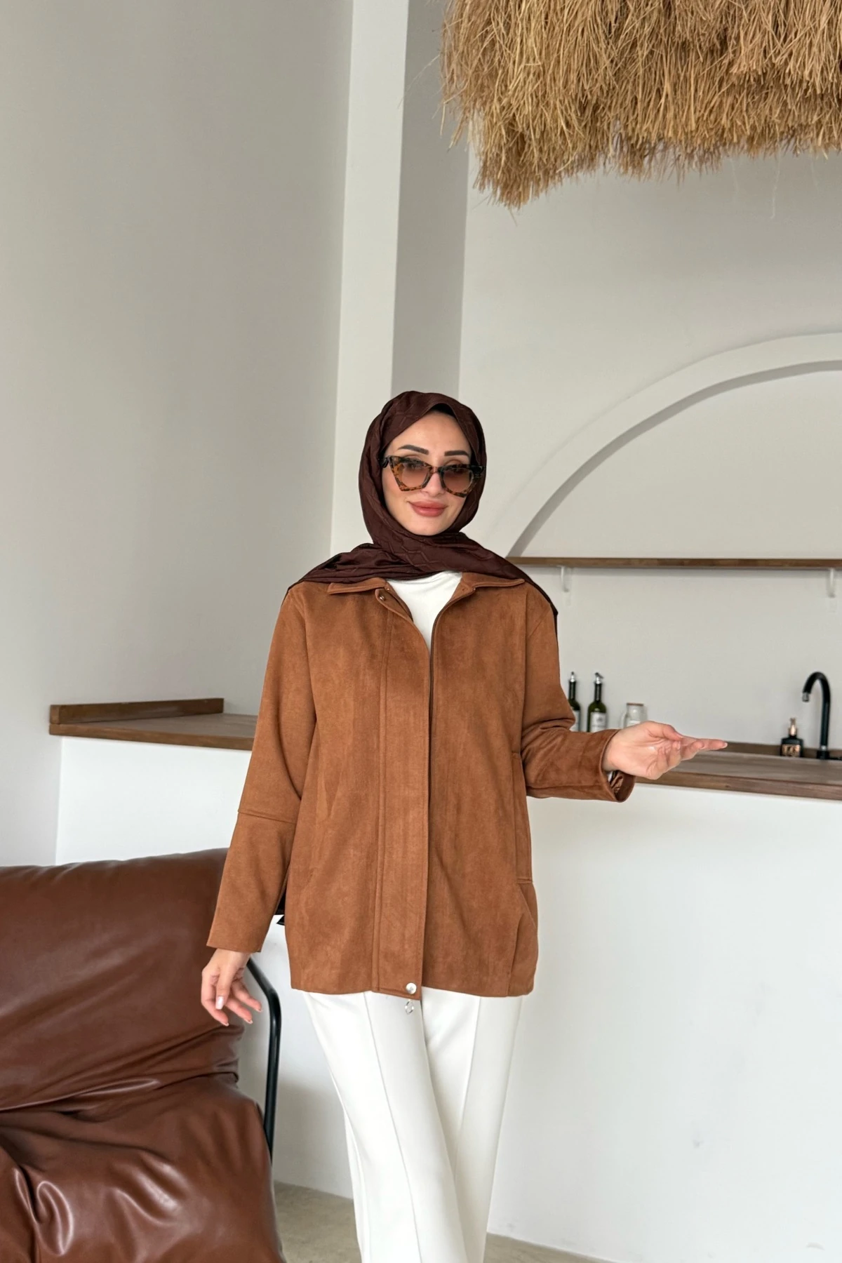 İlke Süet Ceket | Taba