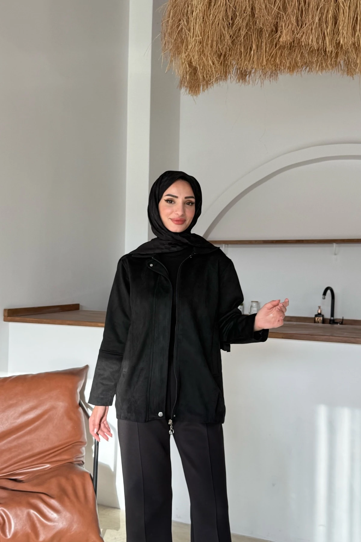 İlke Süet Ceket | Siyah