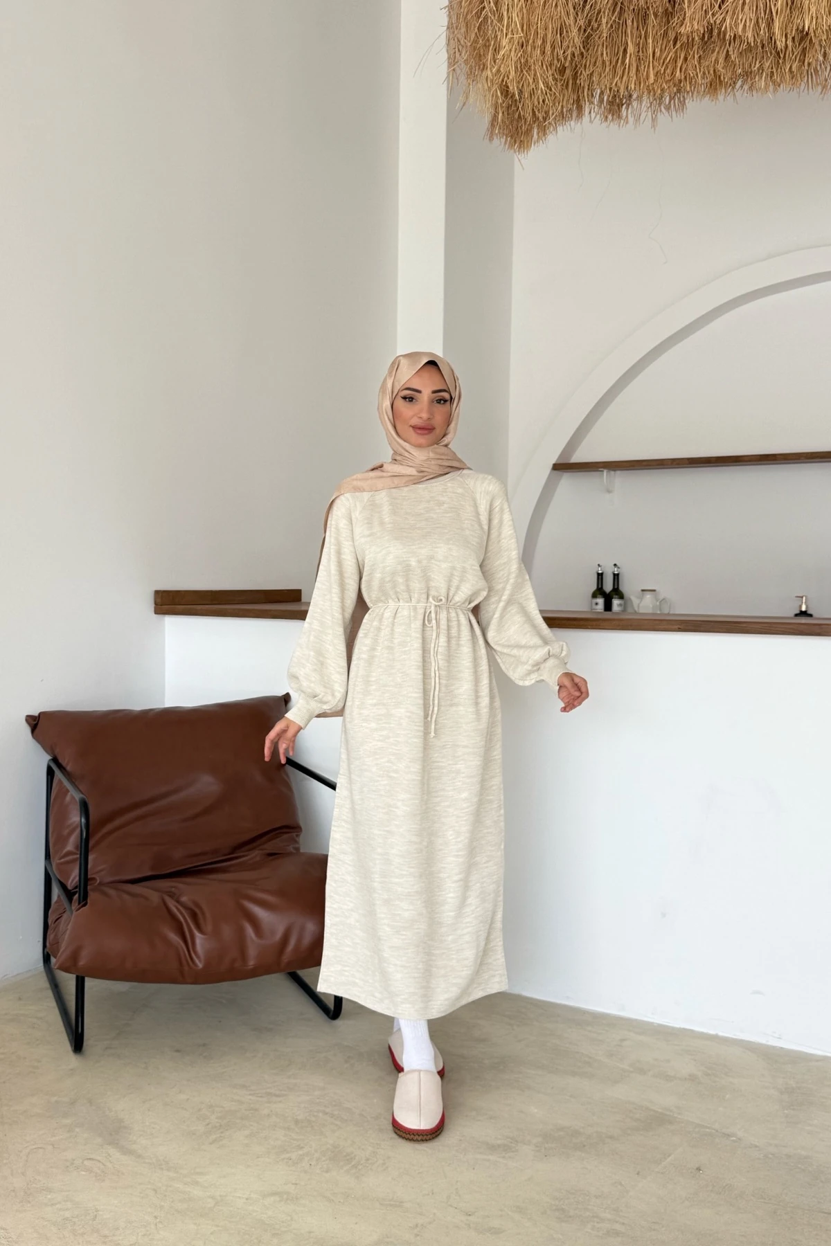 Olla Triko Elbise | Bej