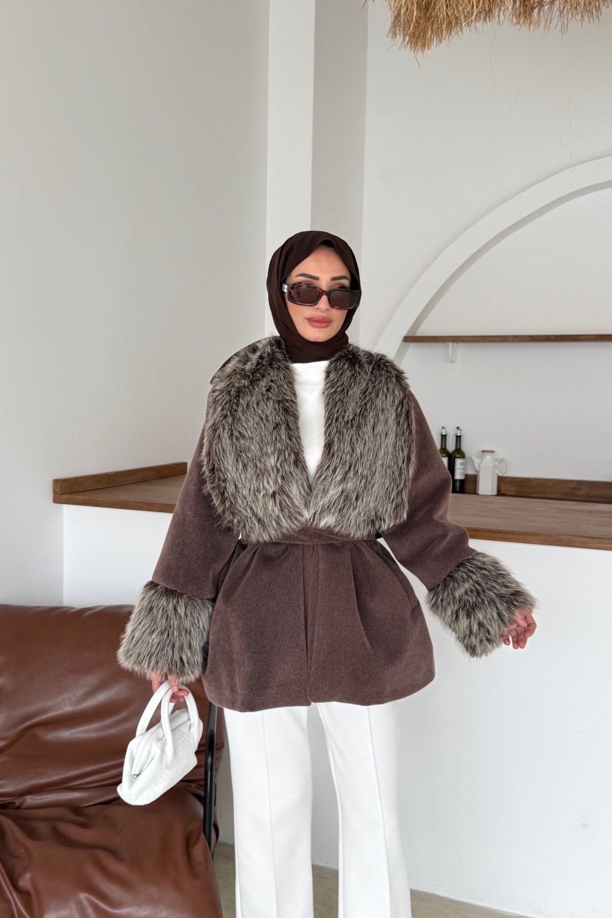 Minose Kürk Ceket | Kahve 