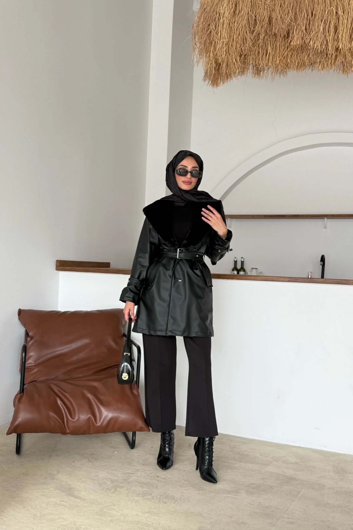 İmer Kürklü Deri Trenç 